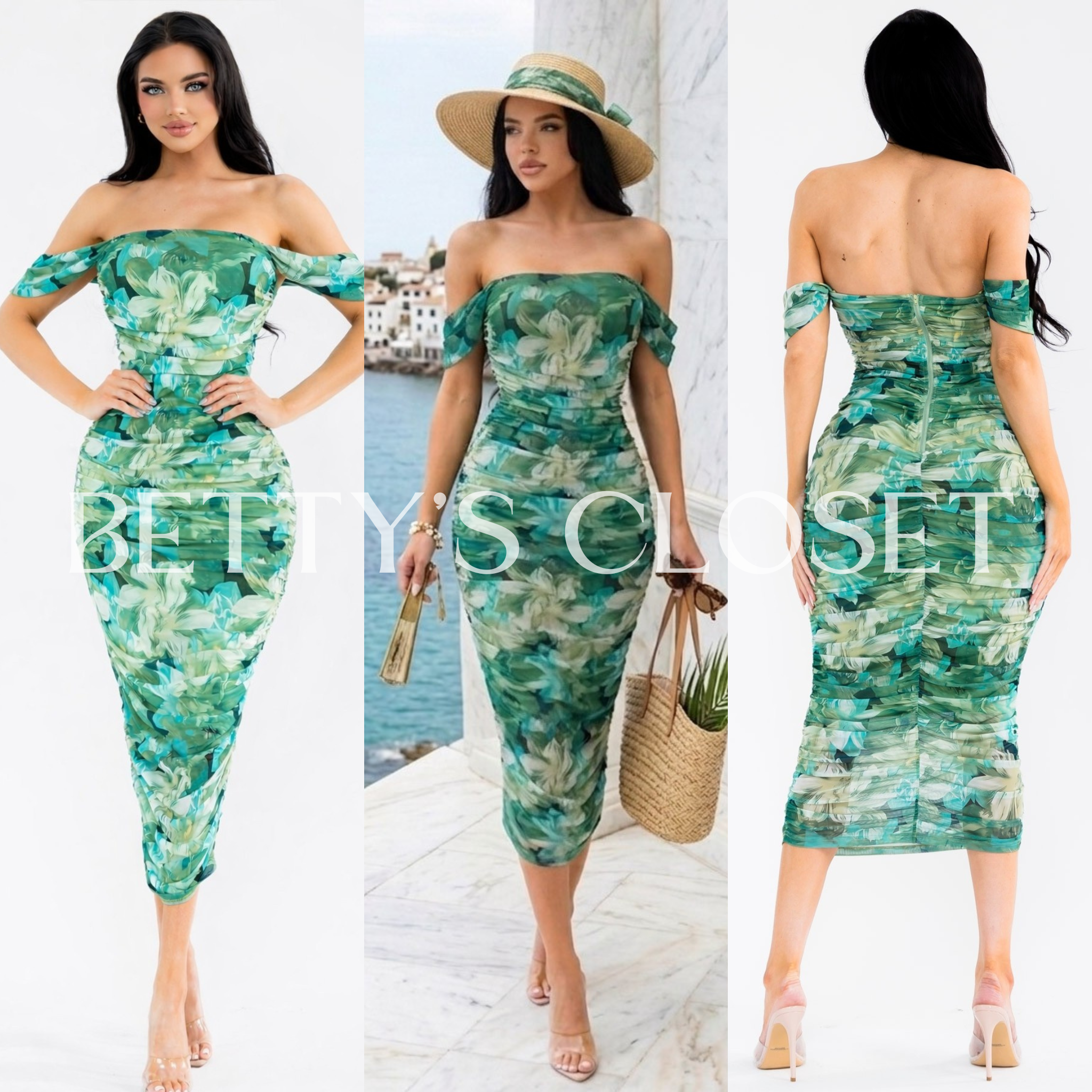 Tati Mesh Off Shoulder Detail Midi Dress