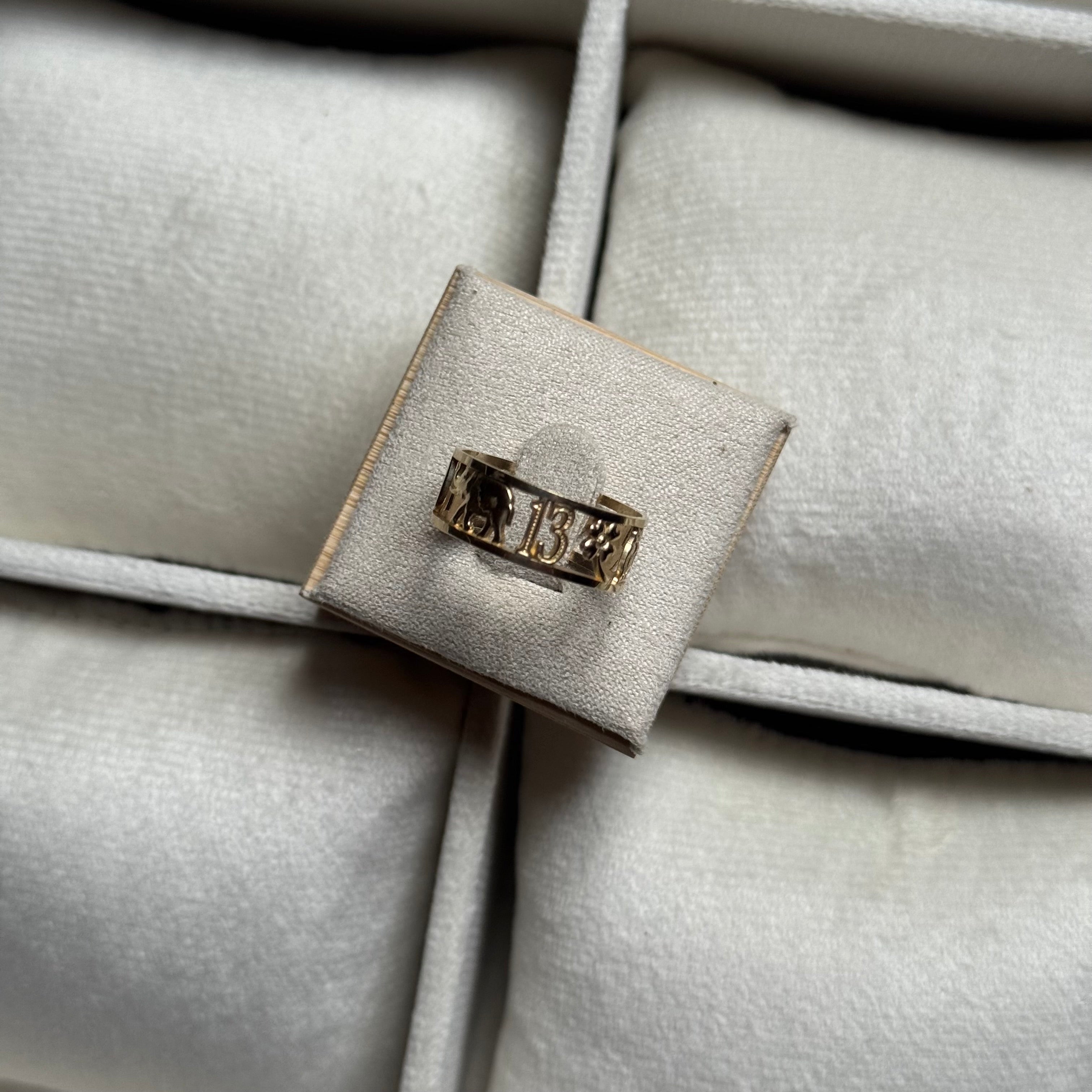 14k Gold Good Luck 13 Ring