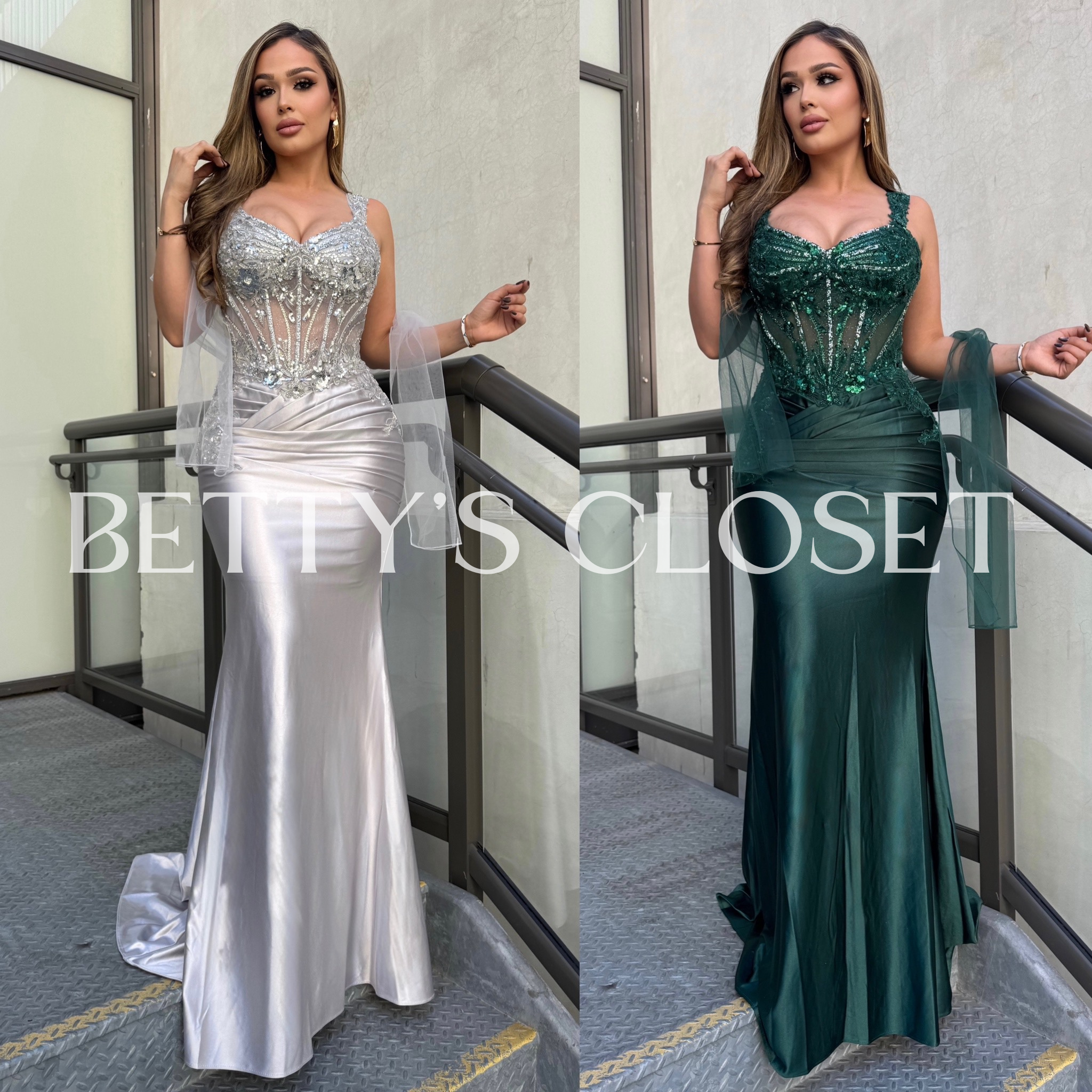 Sophia Off-Shoulder Beaded Satin Mermaid Glam Gown