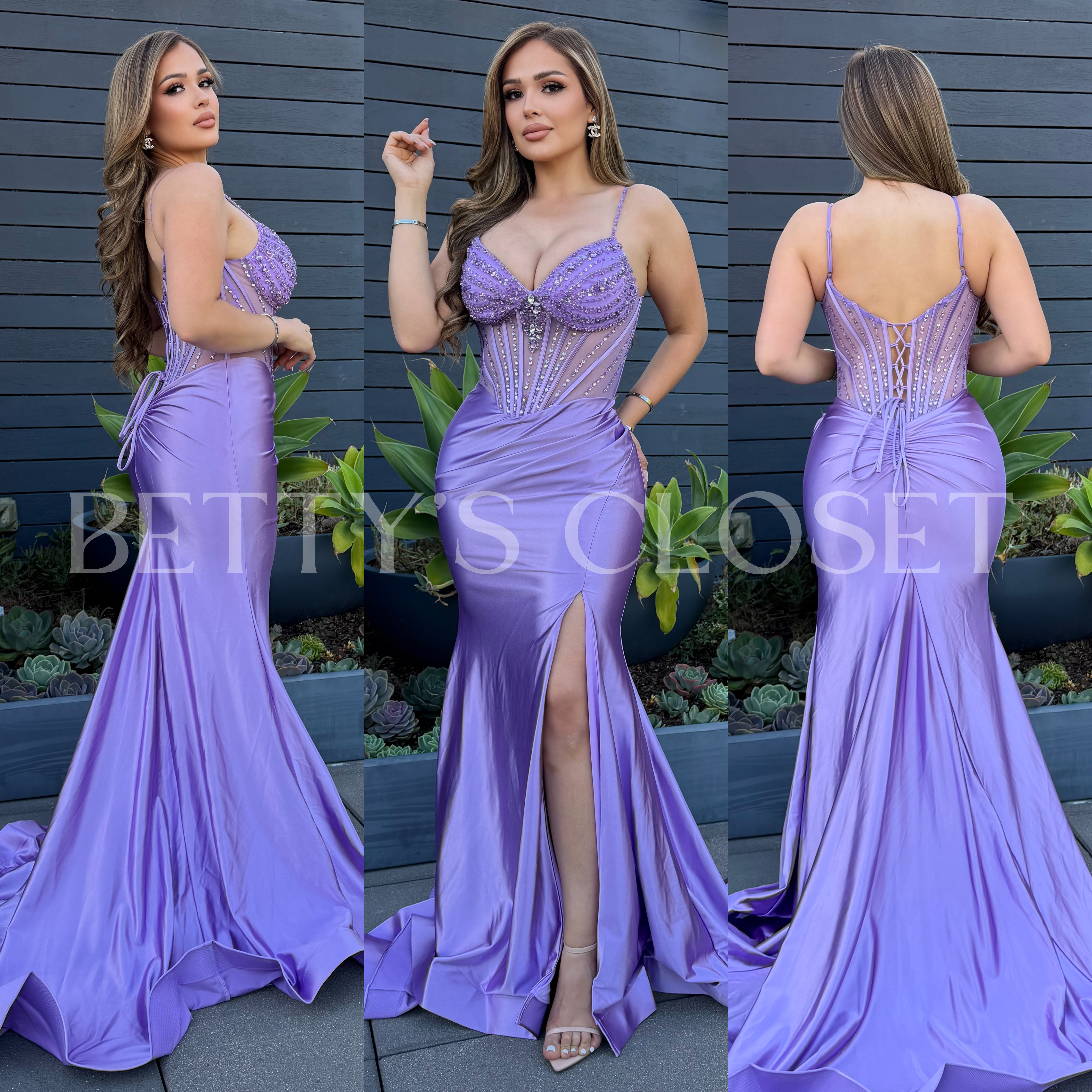 Elizabeth Embellished Satin Gown