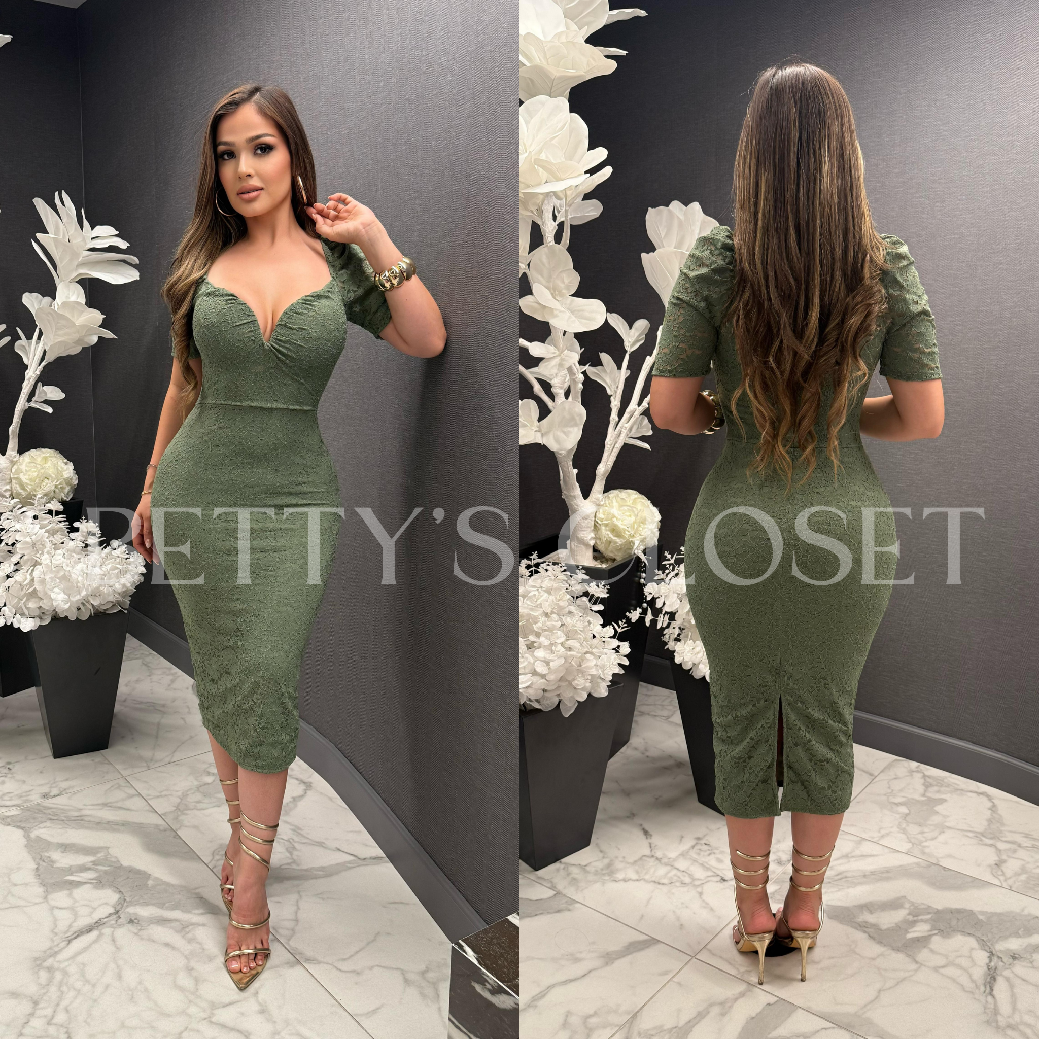 Luna Lace Sweetheart Neckline Midi Dress (UPTO XL)