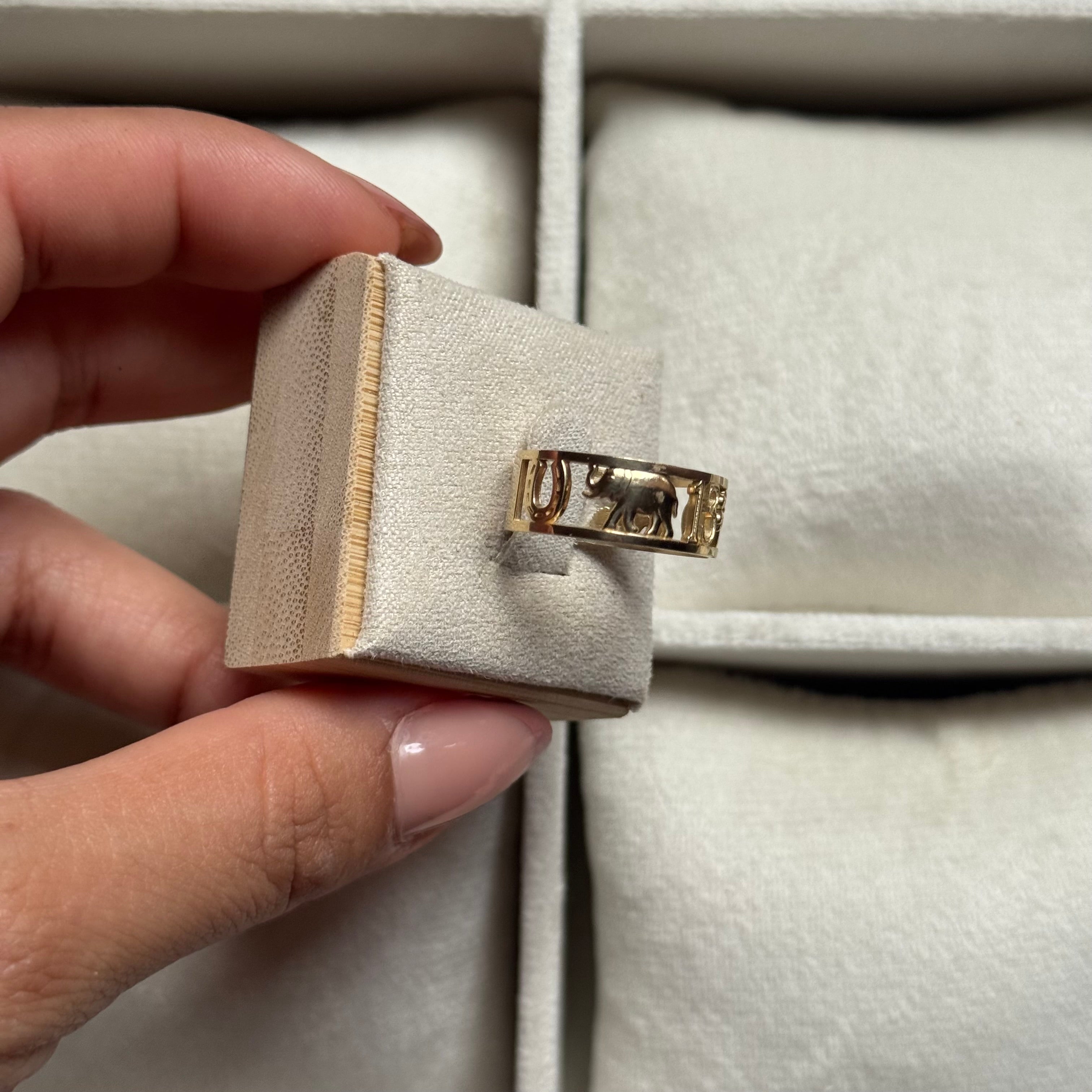 14k Gold Good Luck 13 Ring