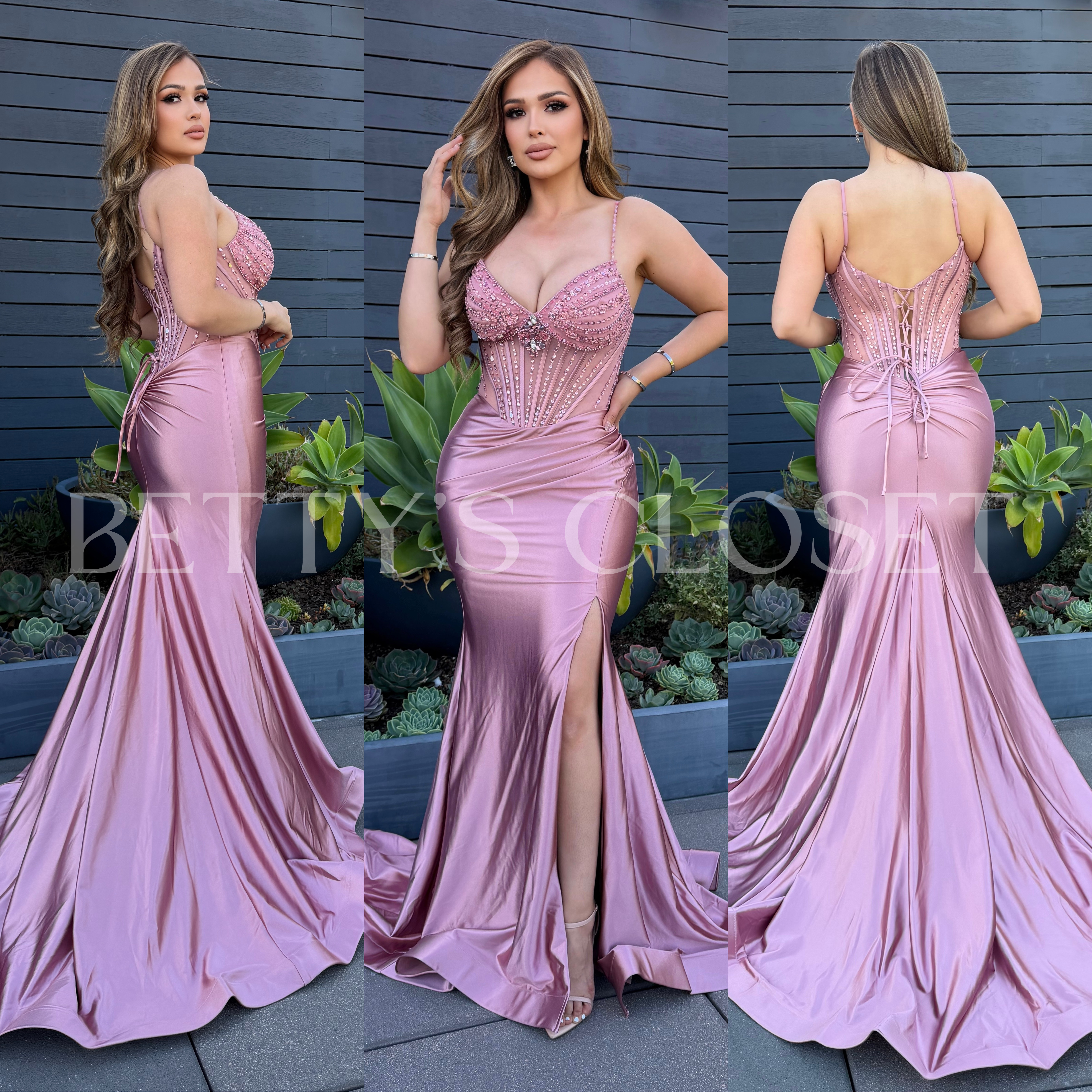 Elizabeth Embellished Satin Gown