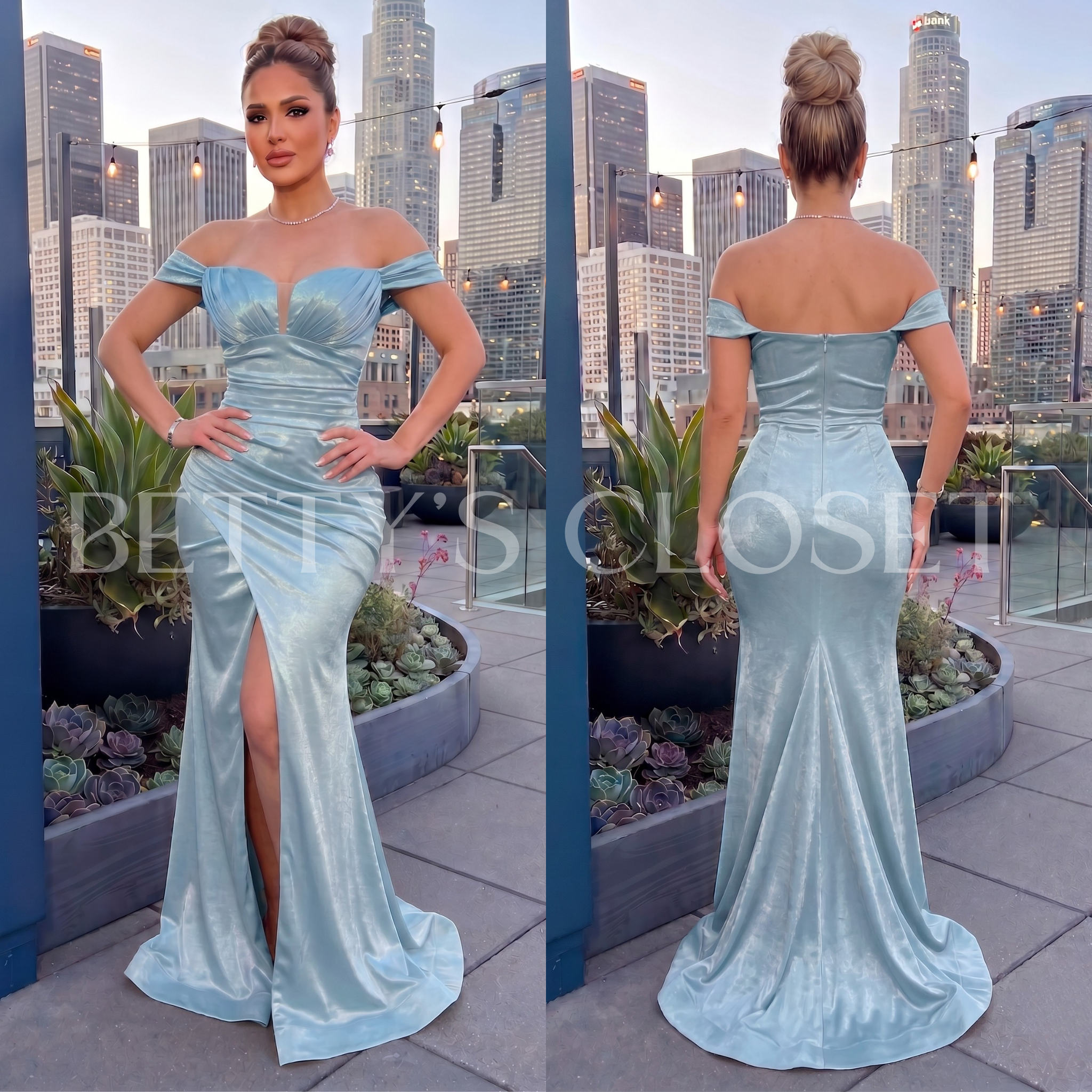 April Satin Ruched Gala Gown