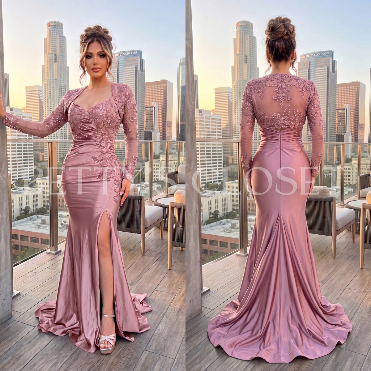 Kenia Embroidered Embellished Prom Gown w/ Removable Jacket