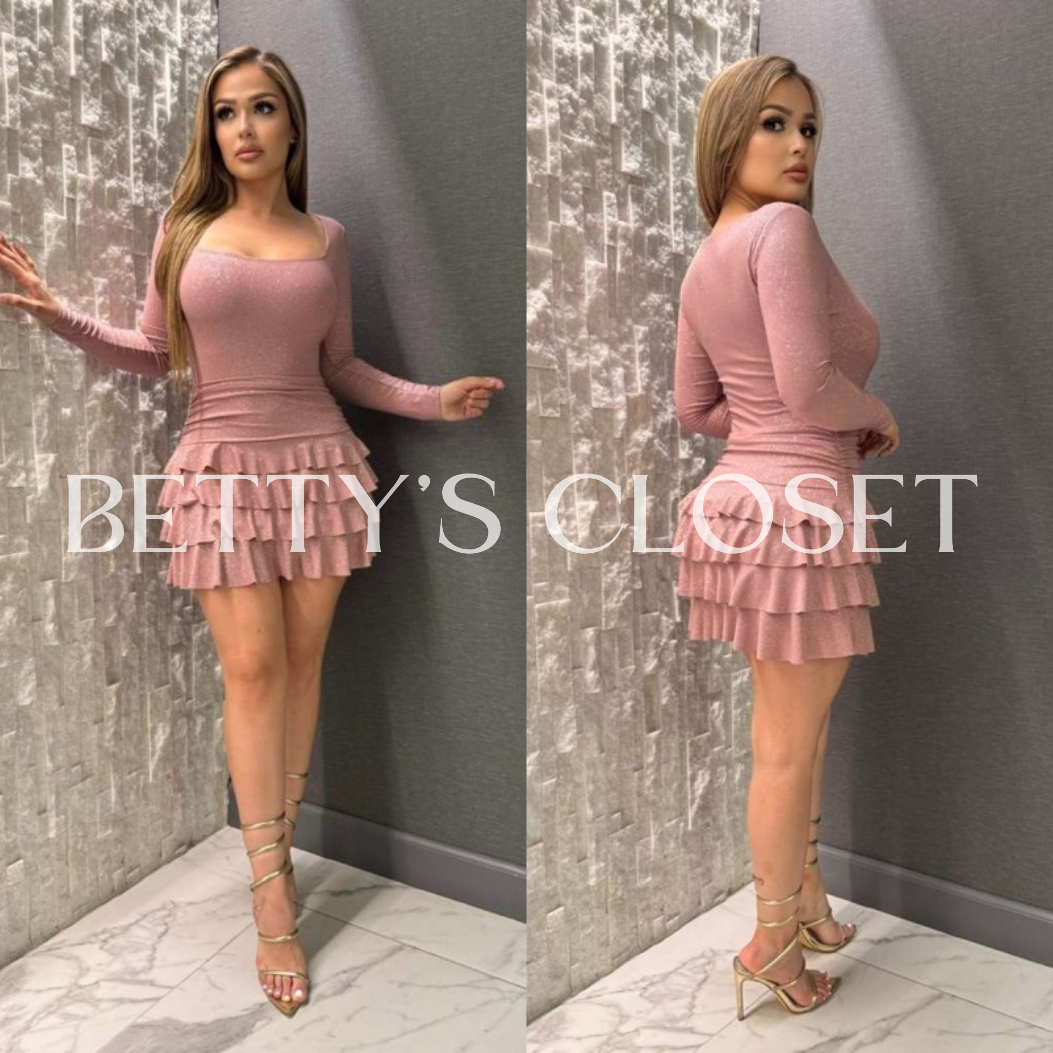 Valentine Ruffle Long Sleeve Romper Dress