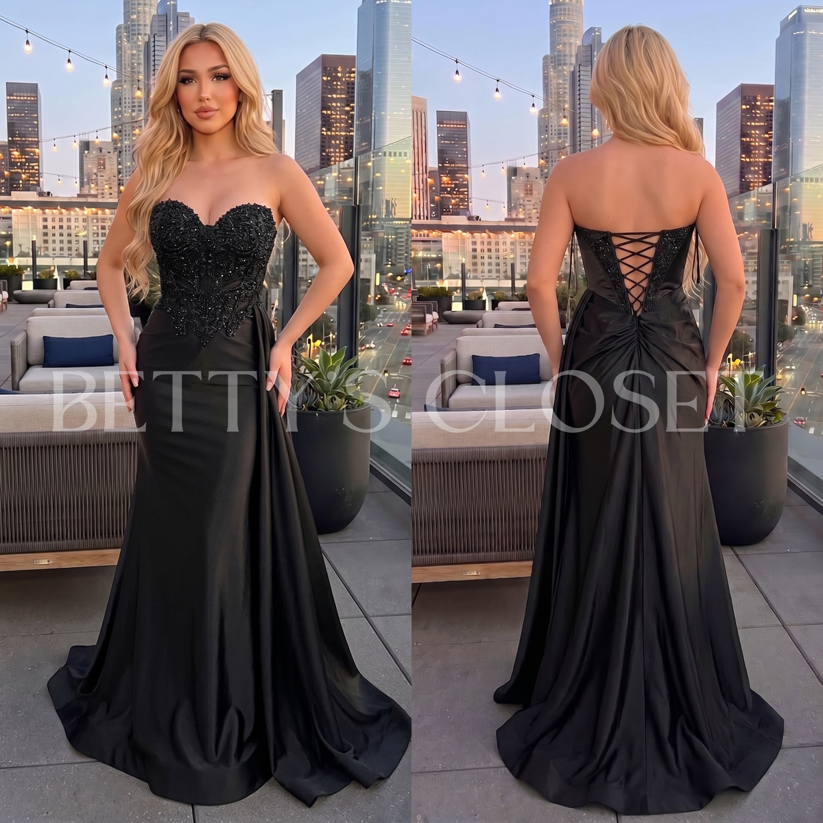 Anabelle Strapless Rhinestone Gown W/ Side Train