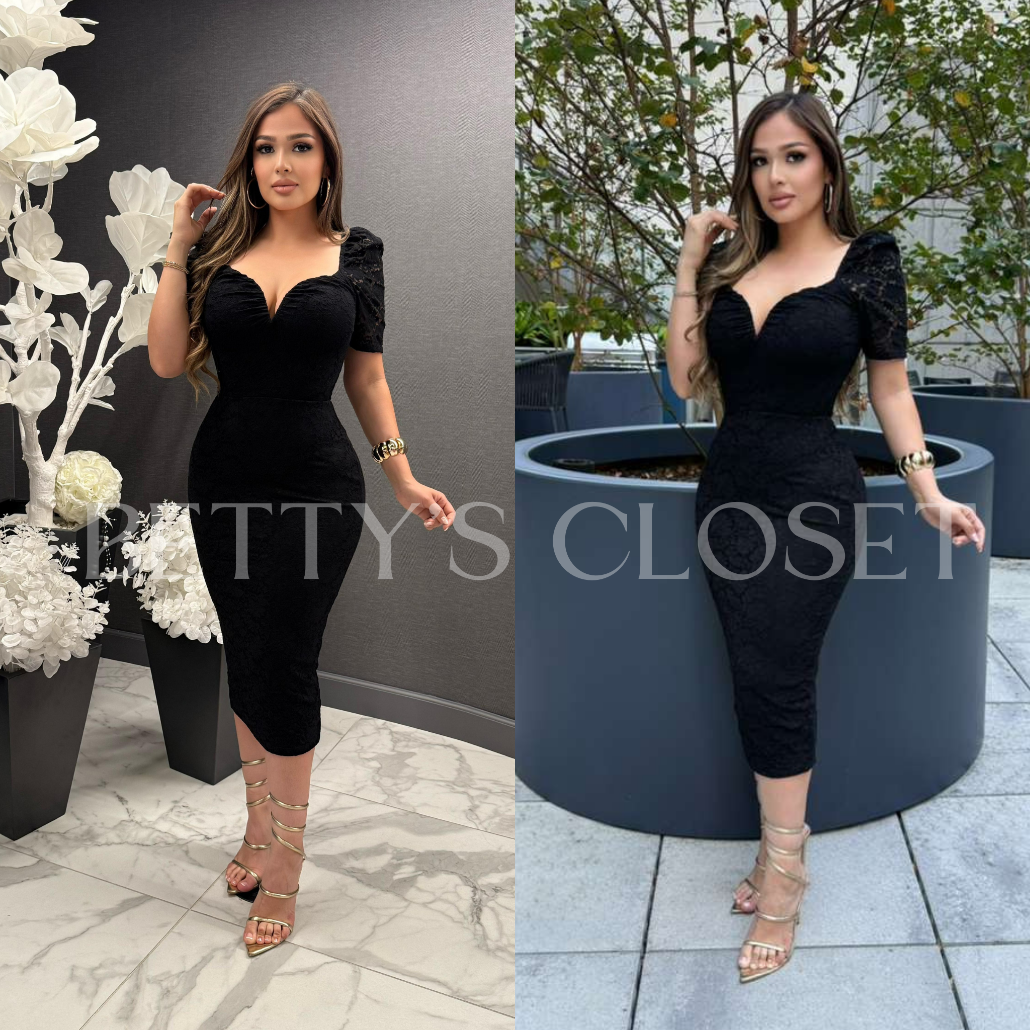 Luna Lace Sweetheart Neckline Midi Dress (UPTO XL)