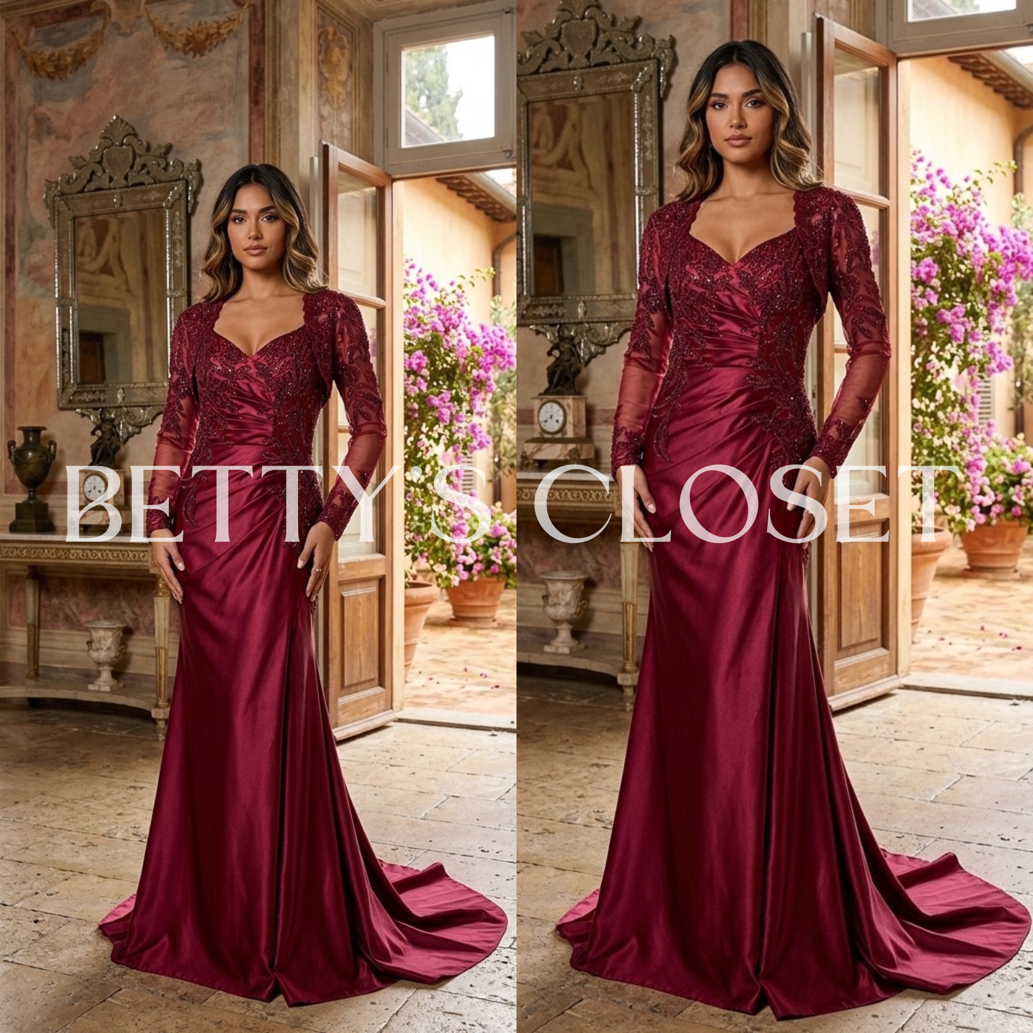 Kenia Embroidered Embellished Prom Gown w/ Removable Jacket