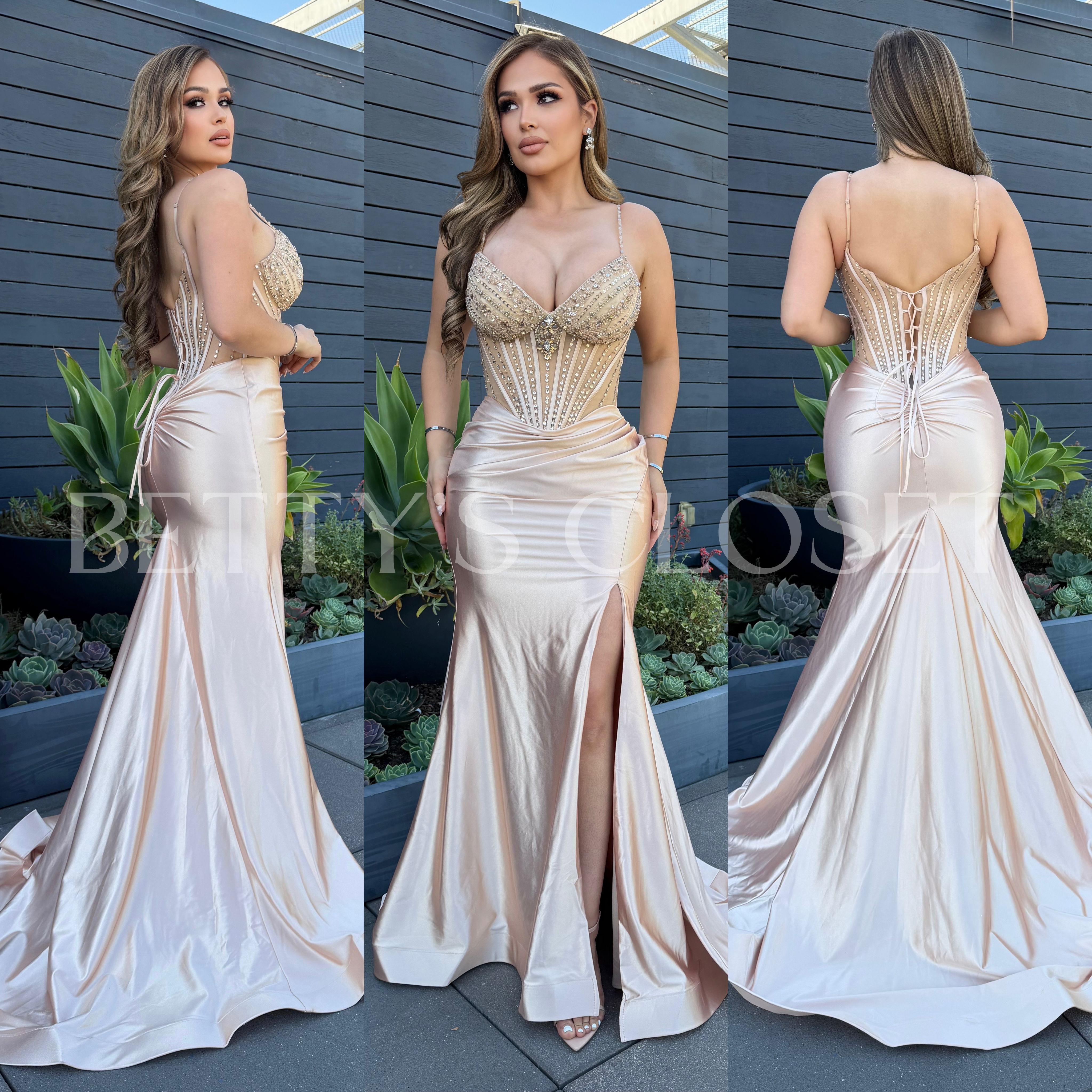 Elizabeth Embellished Satin Gown