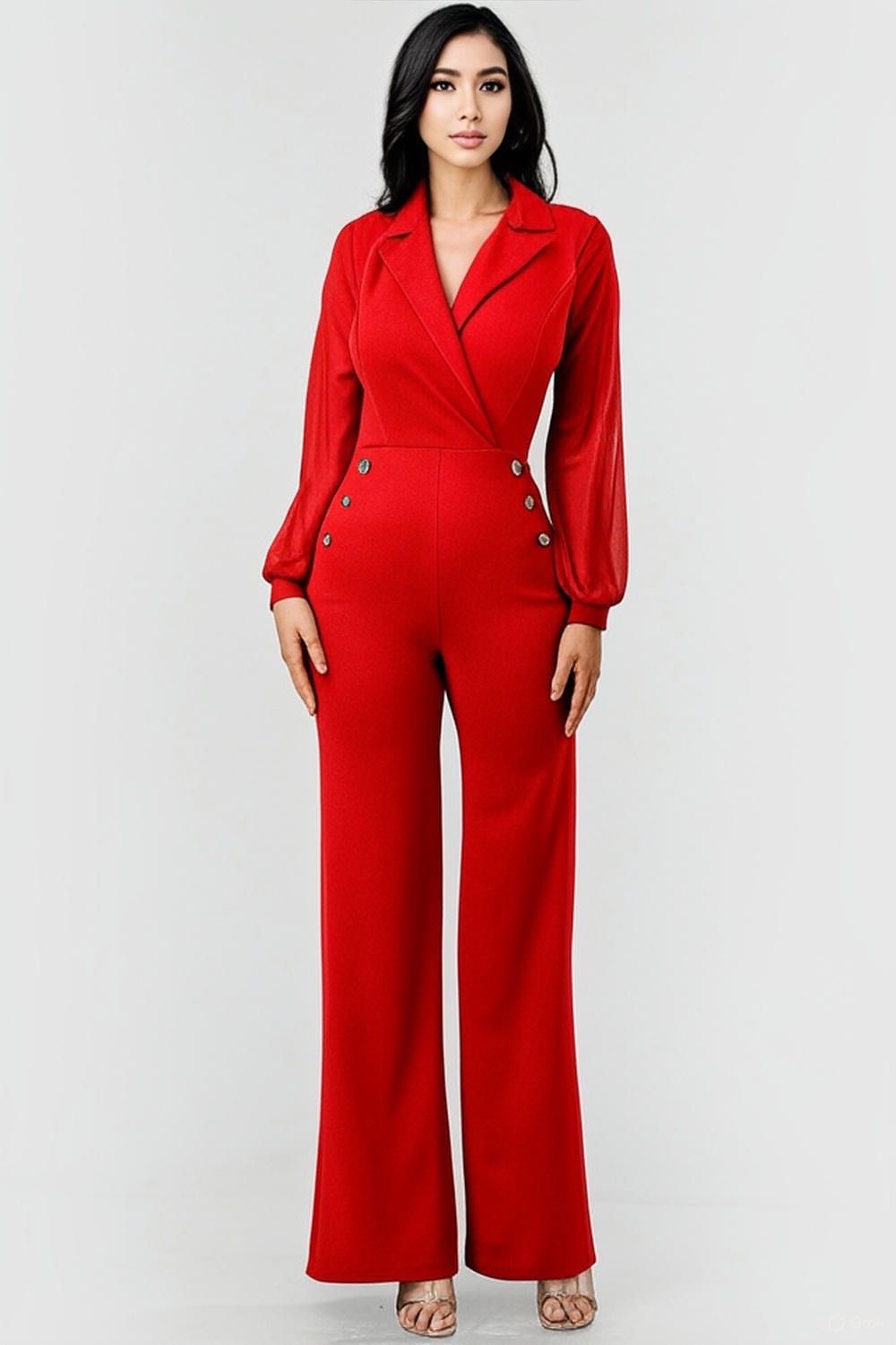 Orlando Long Sleeve Collar Jumpsuit