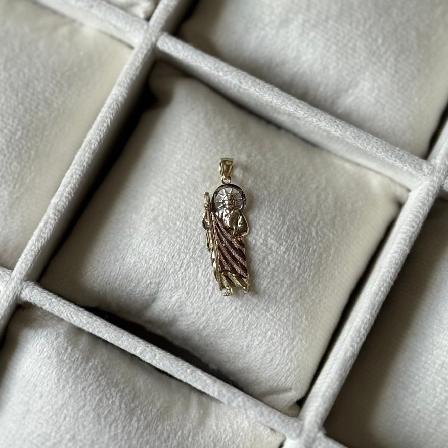 14k Gold Tri Tone St. Jude Pendant