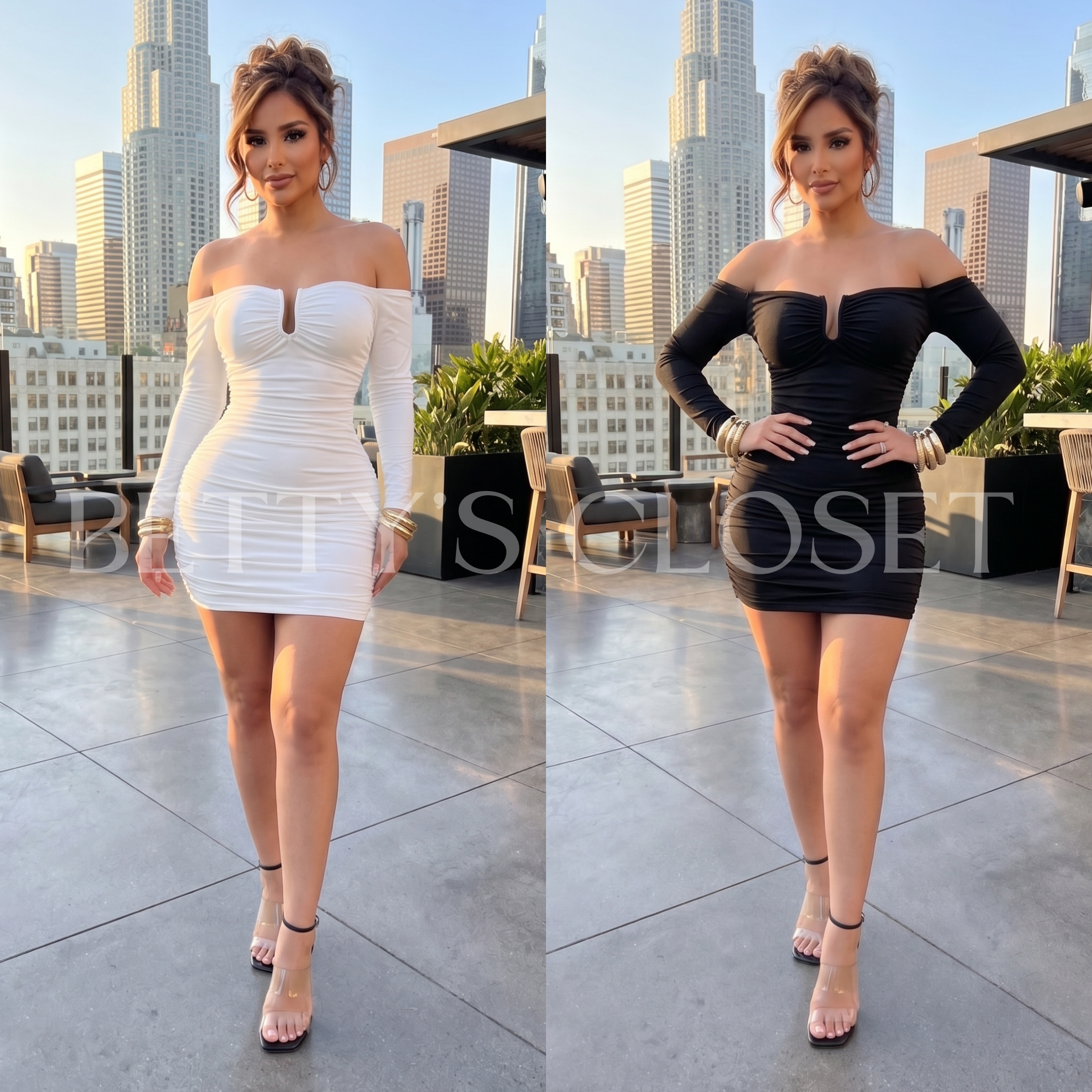 Jenna Off Shoulder Ruched Mini Dress