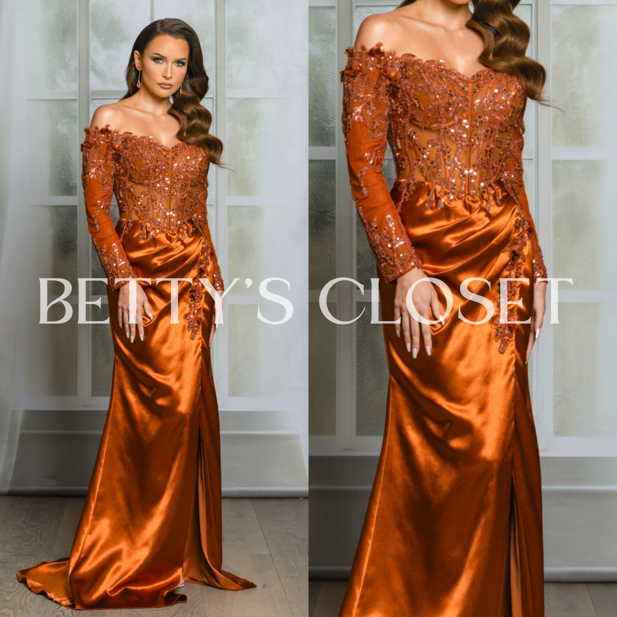 Francesca Off Shoulder Embroidered Embellished Sequins Glam Gown