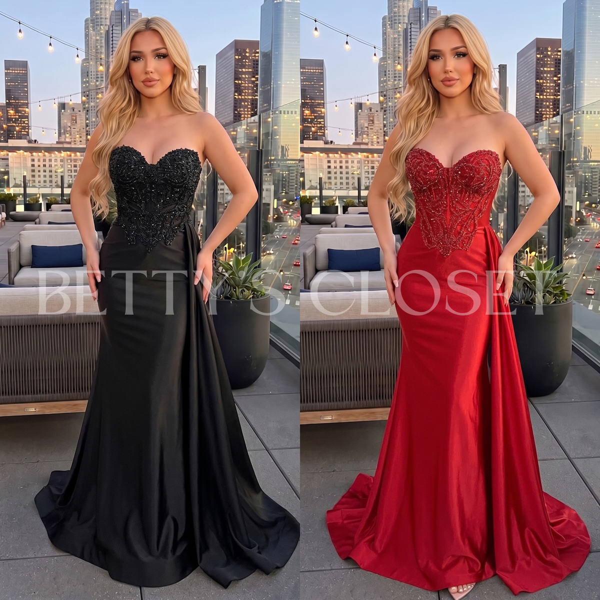 Anabelle Strapless Rhinestone Gown W/ Side Train