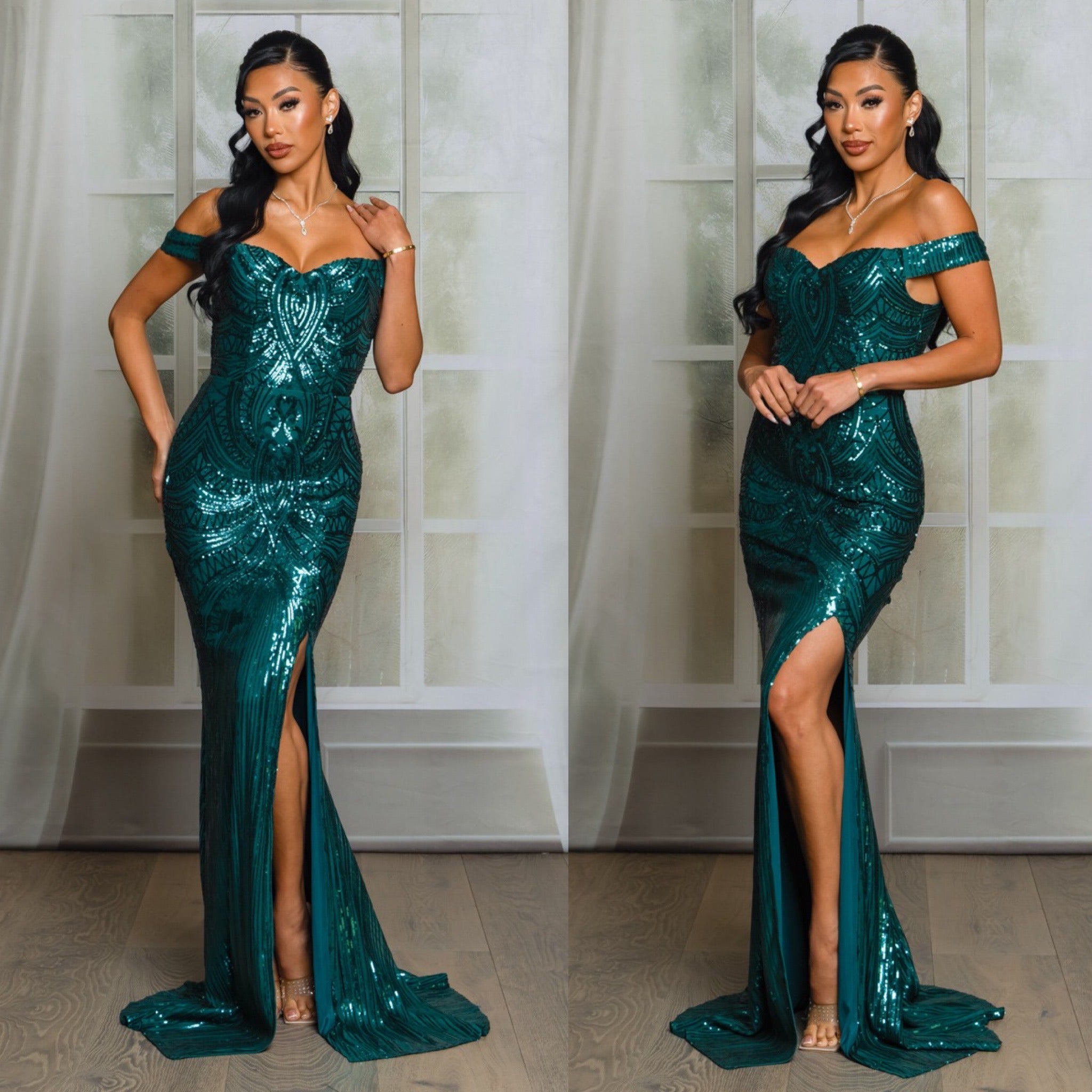 Alejandra Off Shoulder Sequins Gown