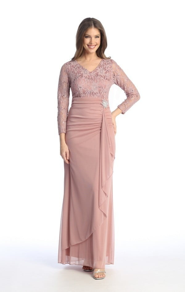 Gloria Lace Double Layered Gown with Embellishment