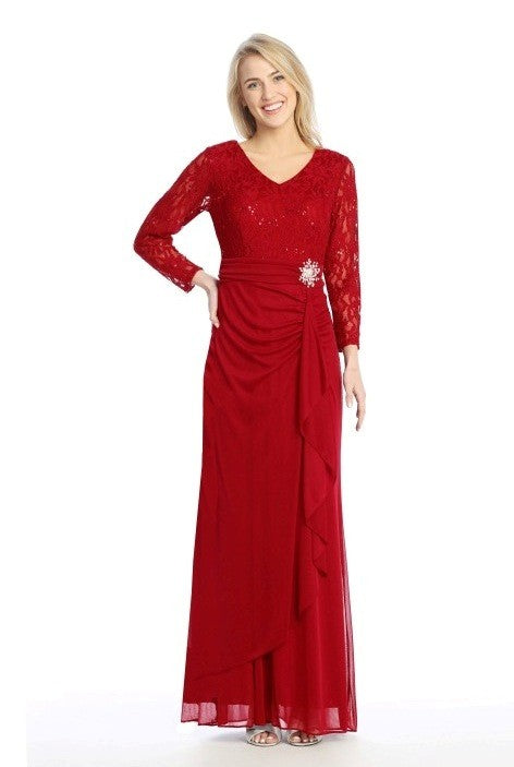 Gloria Lace Double Layered Gown with Embellishment