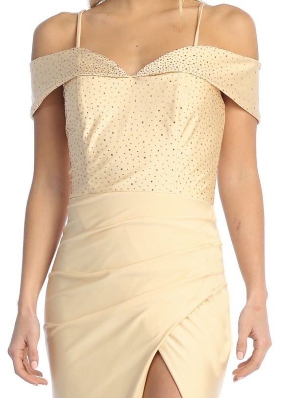 Paloma Off Shoulder Embellished Gown