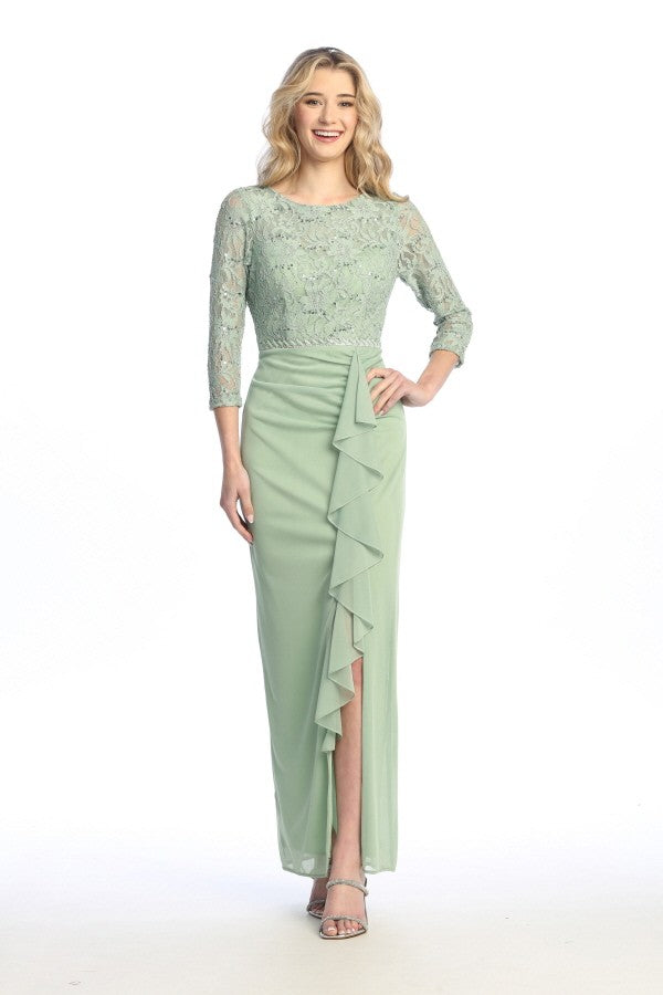 Marisol 3/4 Lace Ruffle Gown