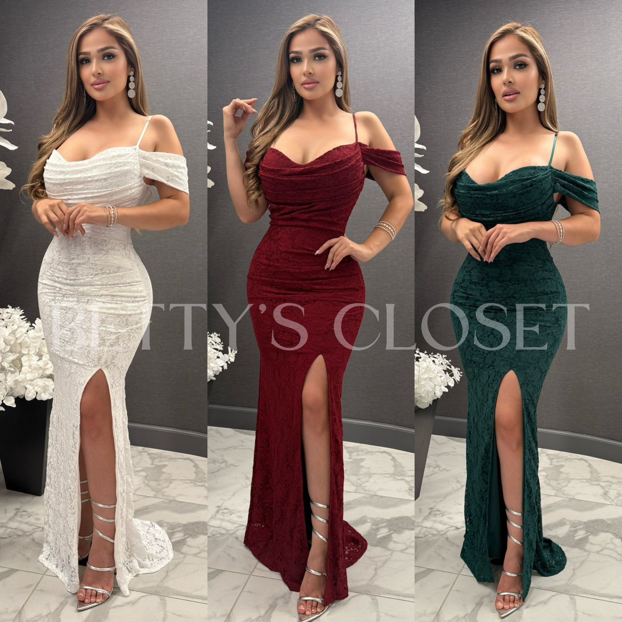Lizbeth Lace Off Shoulder Maxi Gown