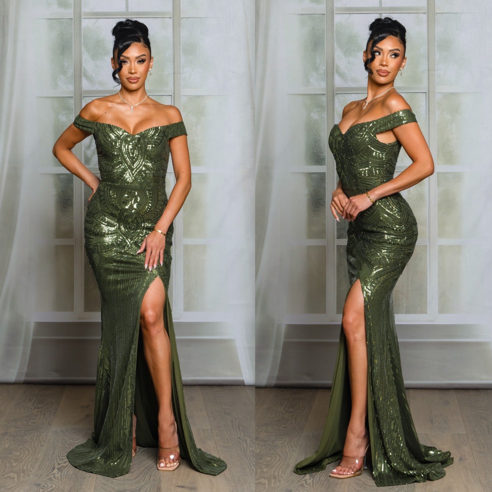 Alejandra Off Shoulder Sequins Gown