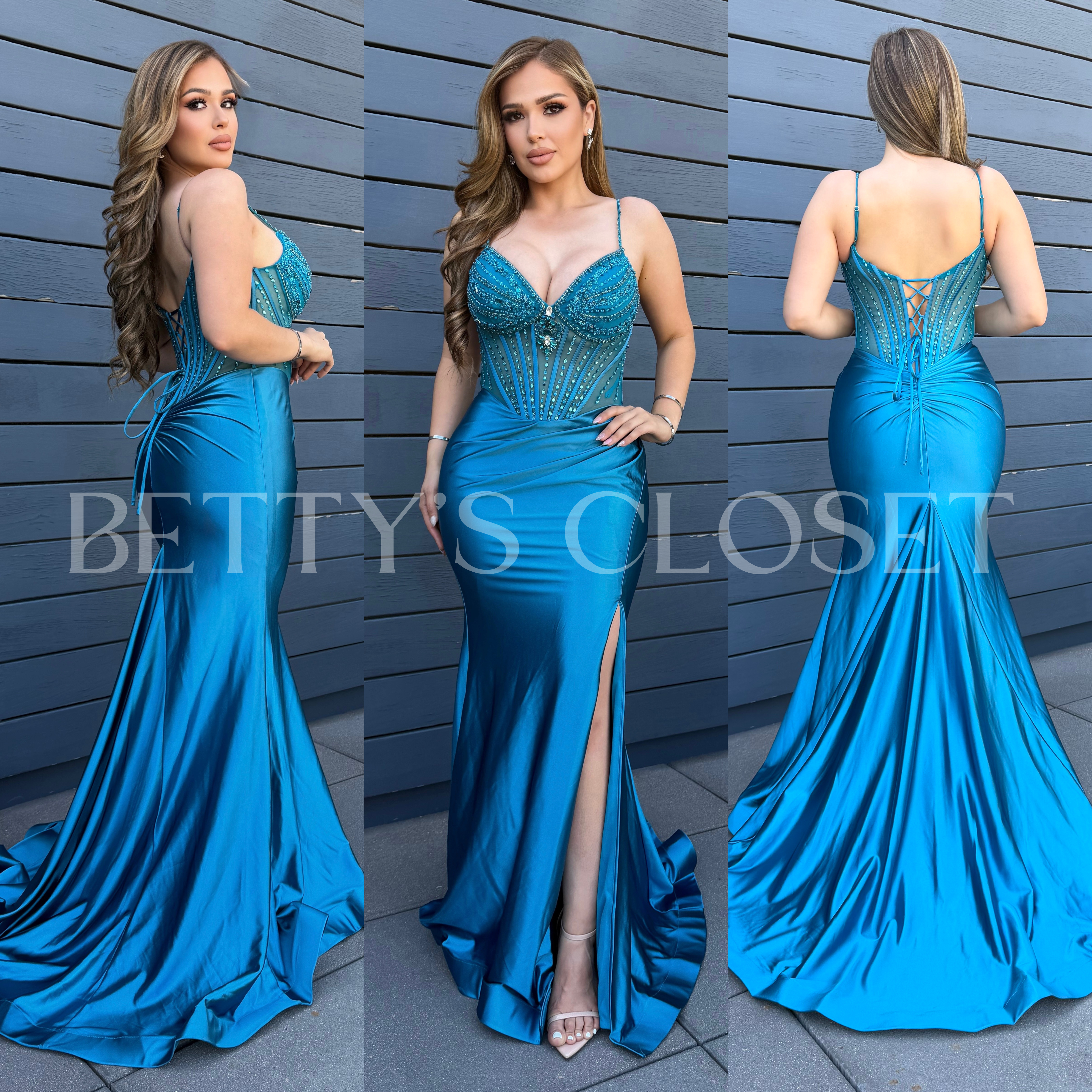 Elizabeth Embellished Satin Gown