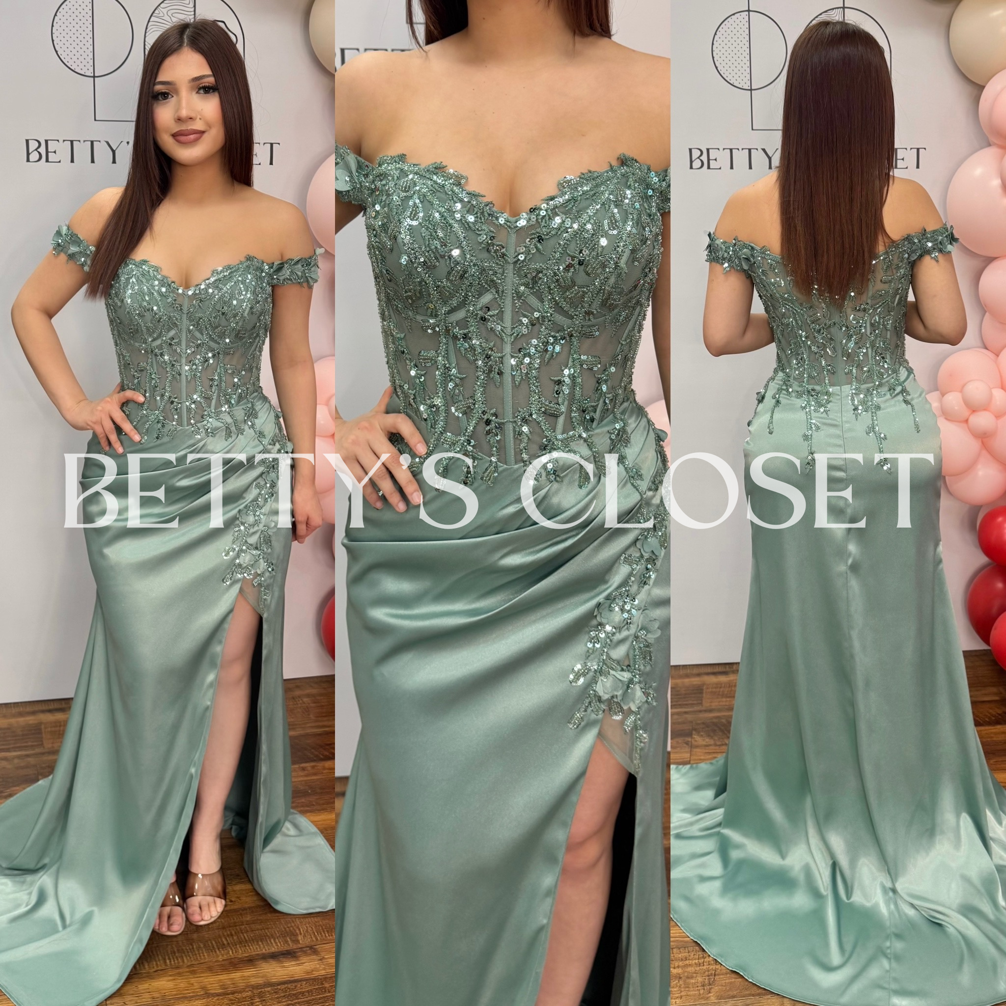 Reyna Off-shoulder Beaded Mermaid Satin Glam Gown