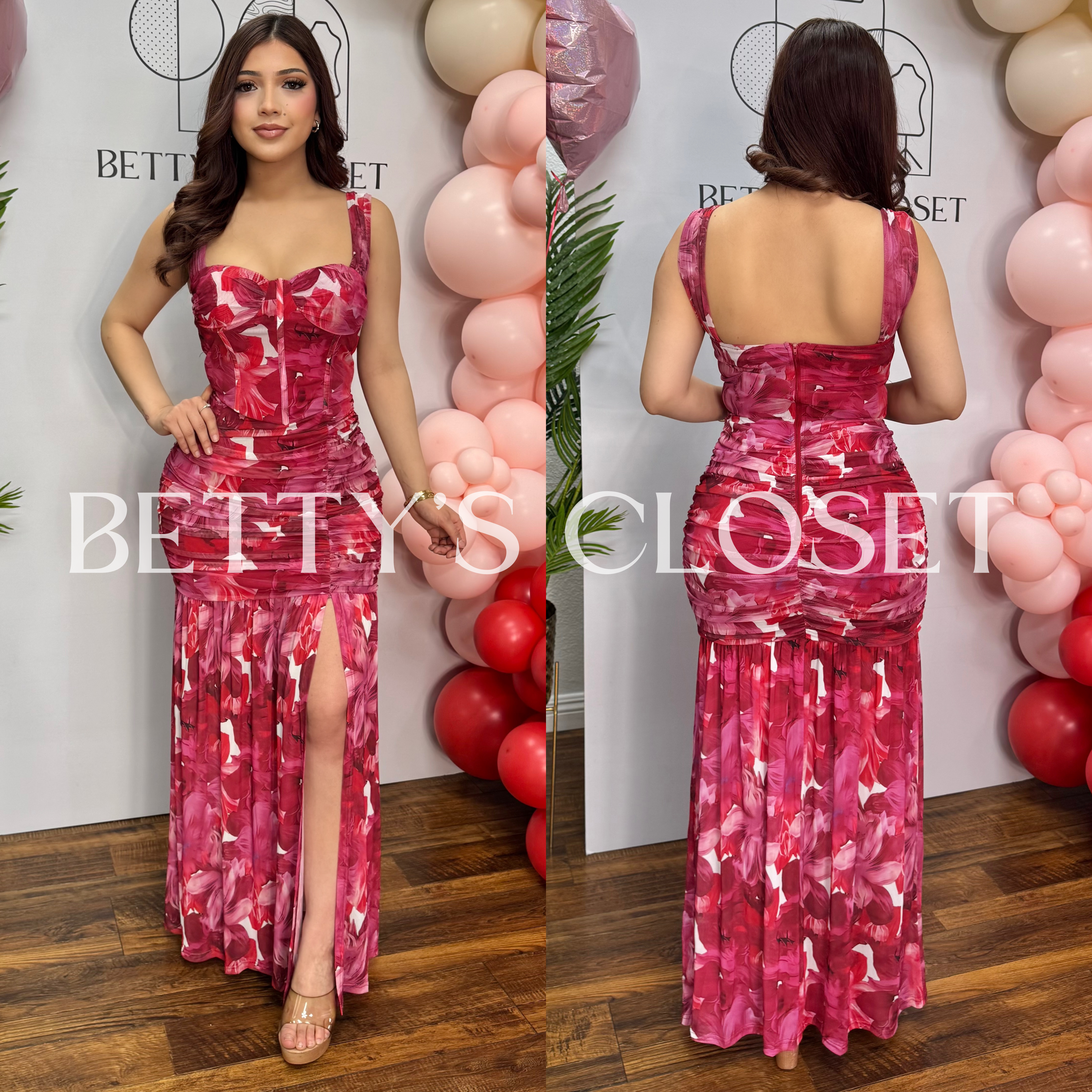 Priscilla Off Shoulder Corset Mesh Maxi Dres