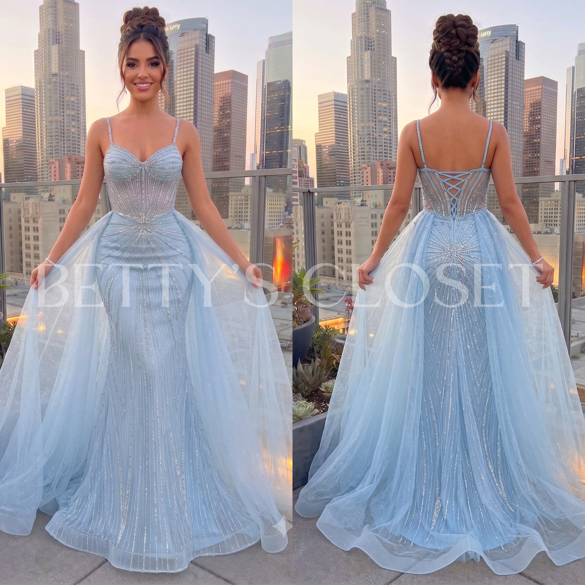 Vanessa Embellished Gown W/ Removable Cape