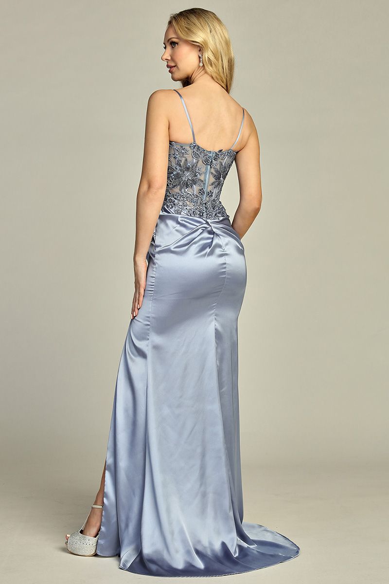 Jimena Lace Embroidered Satin Gown