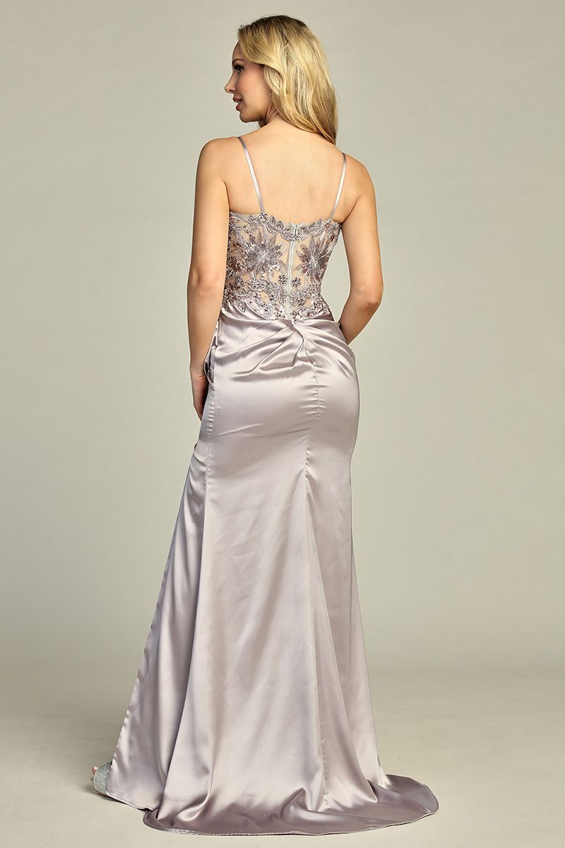 Jimena Lace Embroidered Satin Gown