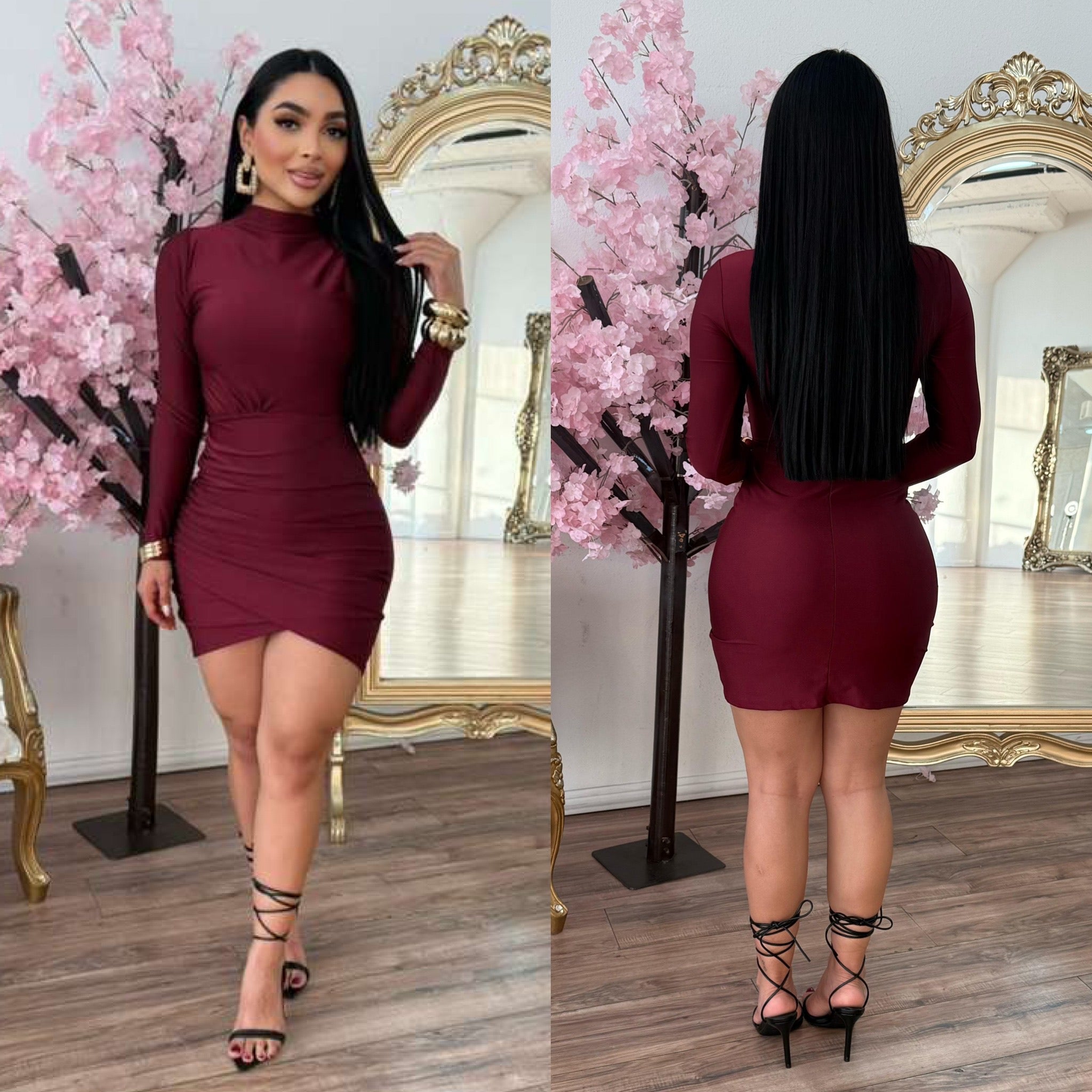 Jayden Mid Length High Neck Stretchy Dress