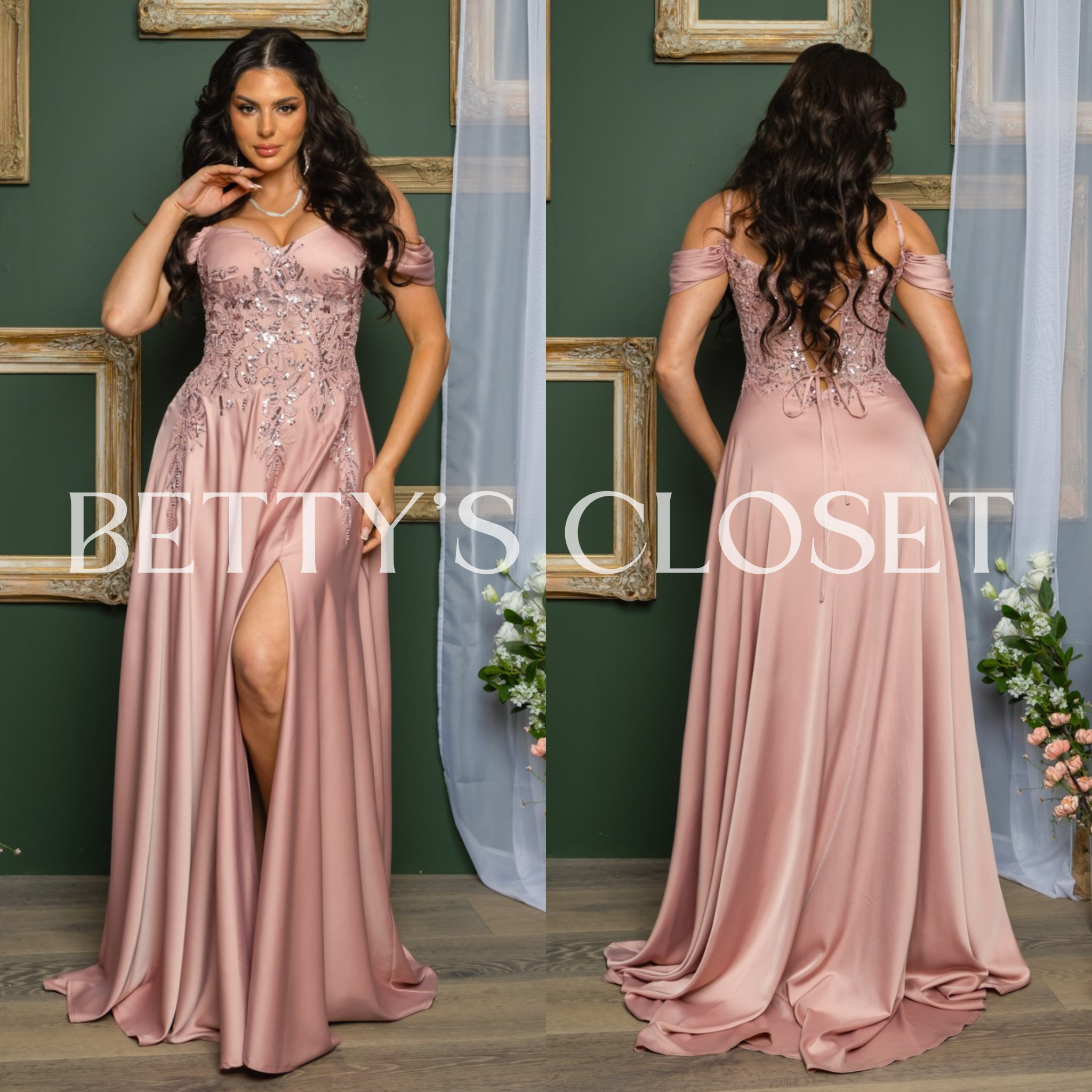 Divinity Off-shoulder Beaded A-line Gown With Lace-upBack