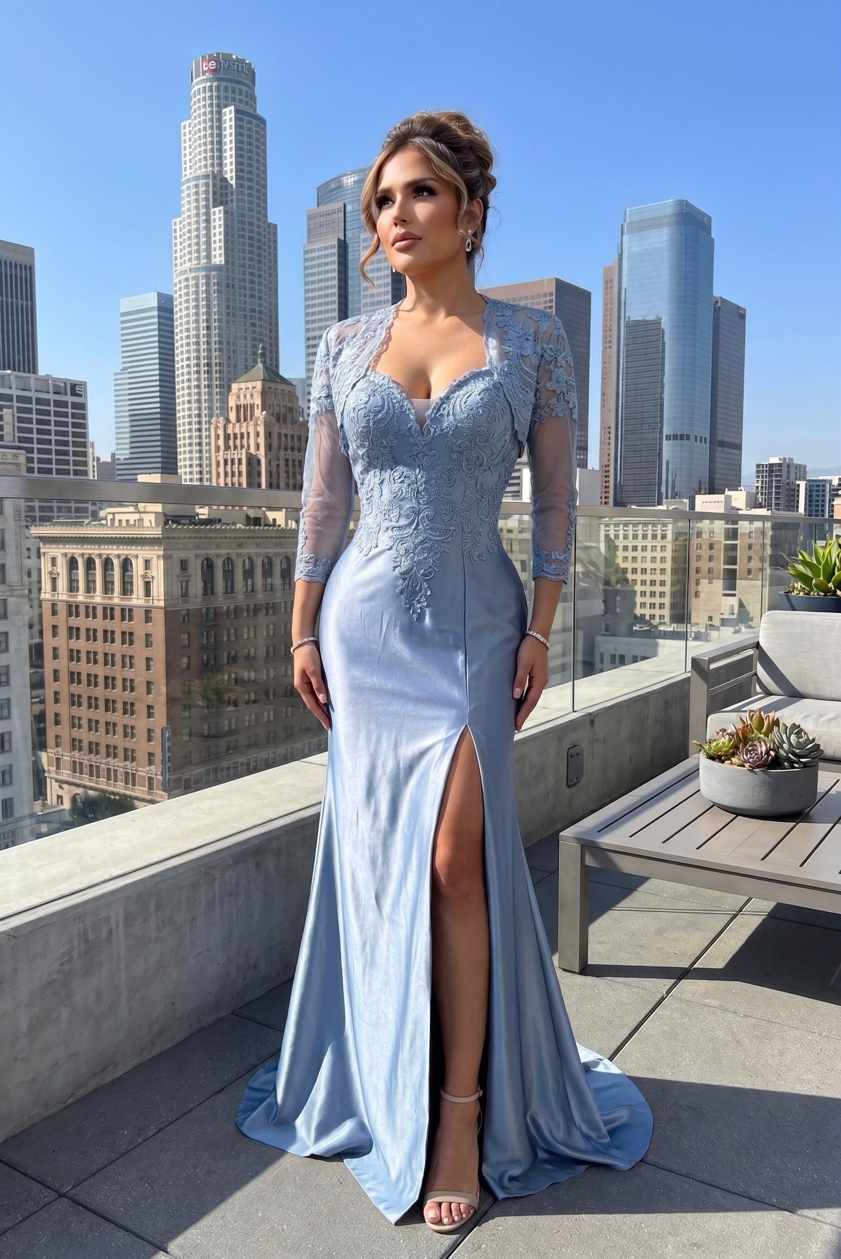 Viviana Sweetheart Embroidered Formal Gown With Jacket