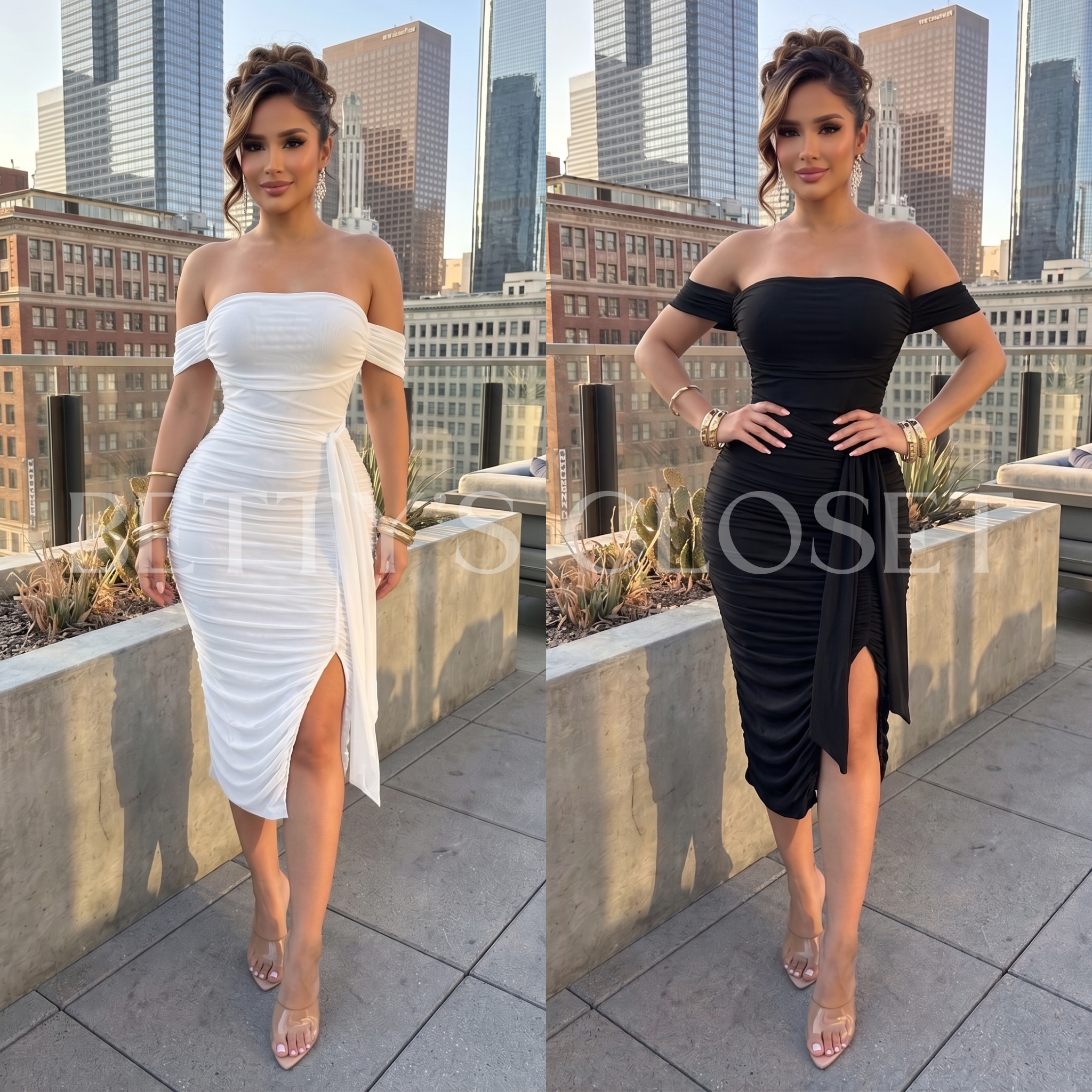 Susana Off Shoulder Midi Dress