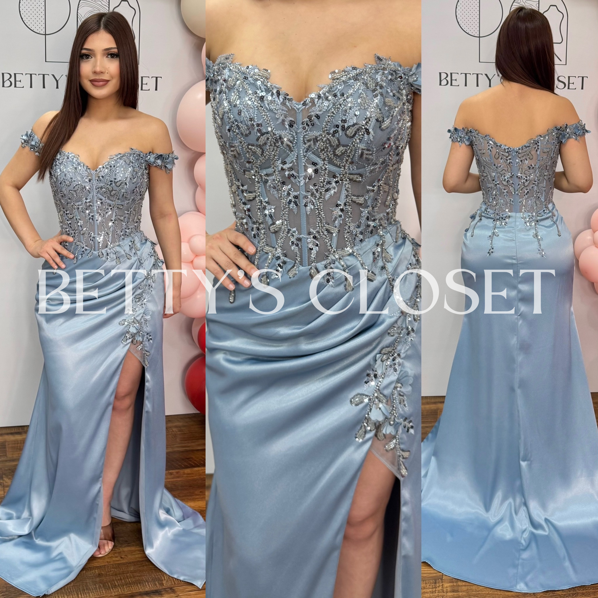 Reyna Off-shoulder Beaded Mermaid Satin Glam Gown