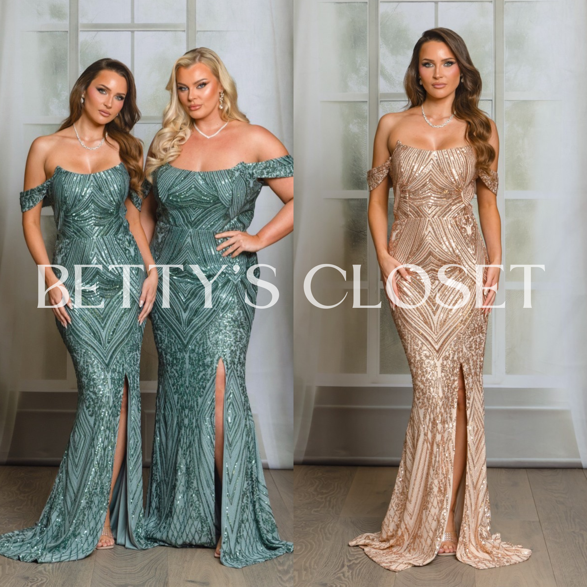Renata Off Shoulder Corset Sequin Maxi Gown With Slit