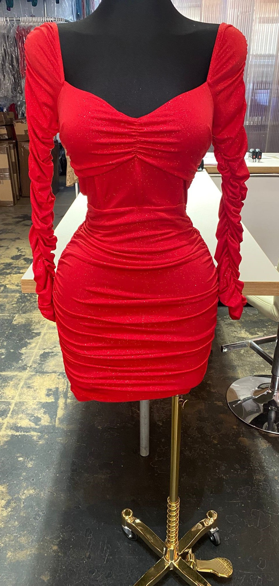 Gali Glitter Long Sleeve Corset Dress