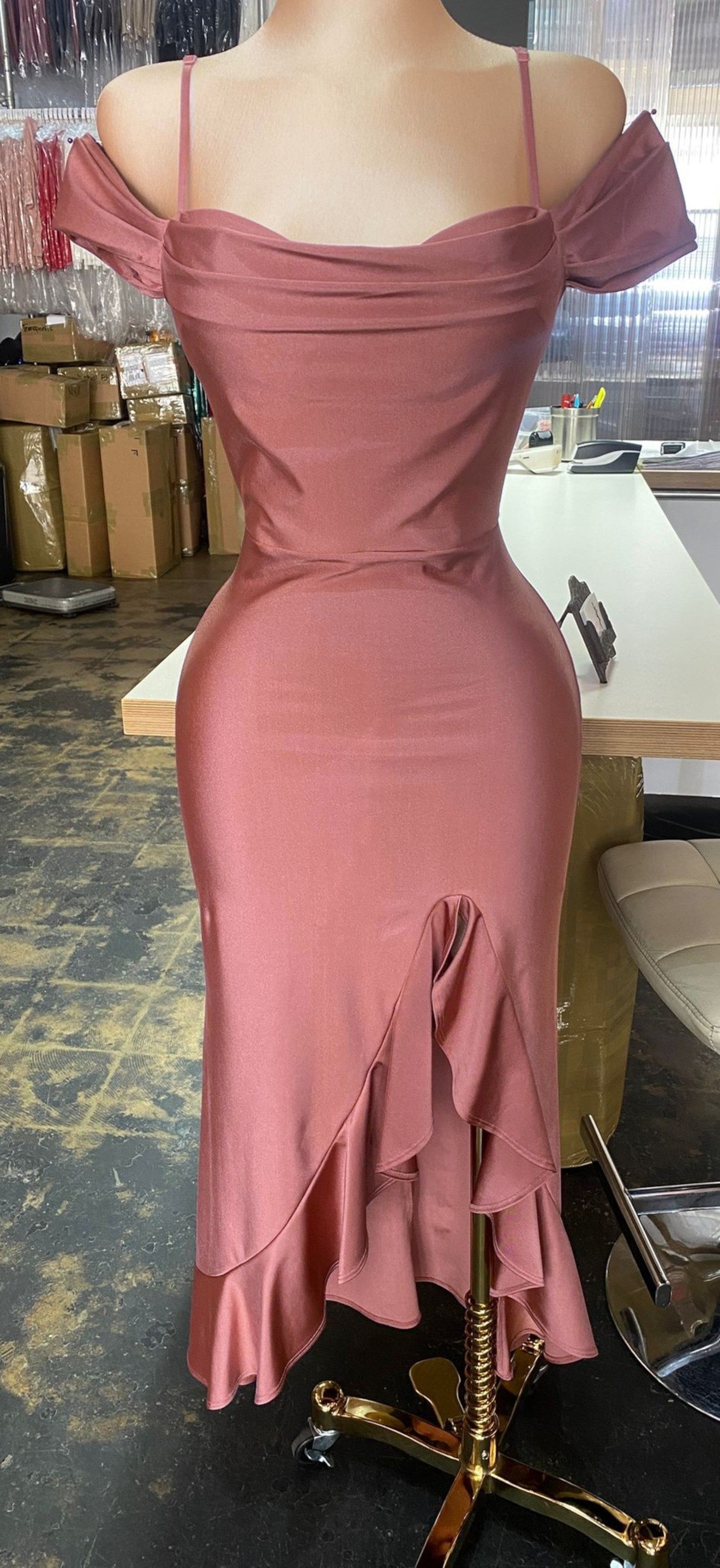 Darlene Midi Off Shoulder Ruffle Dress