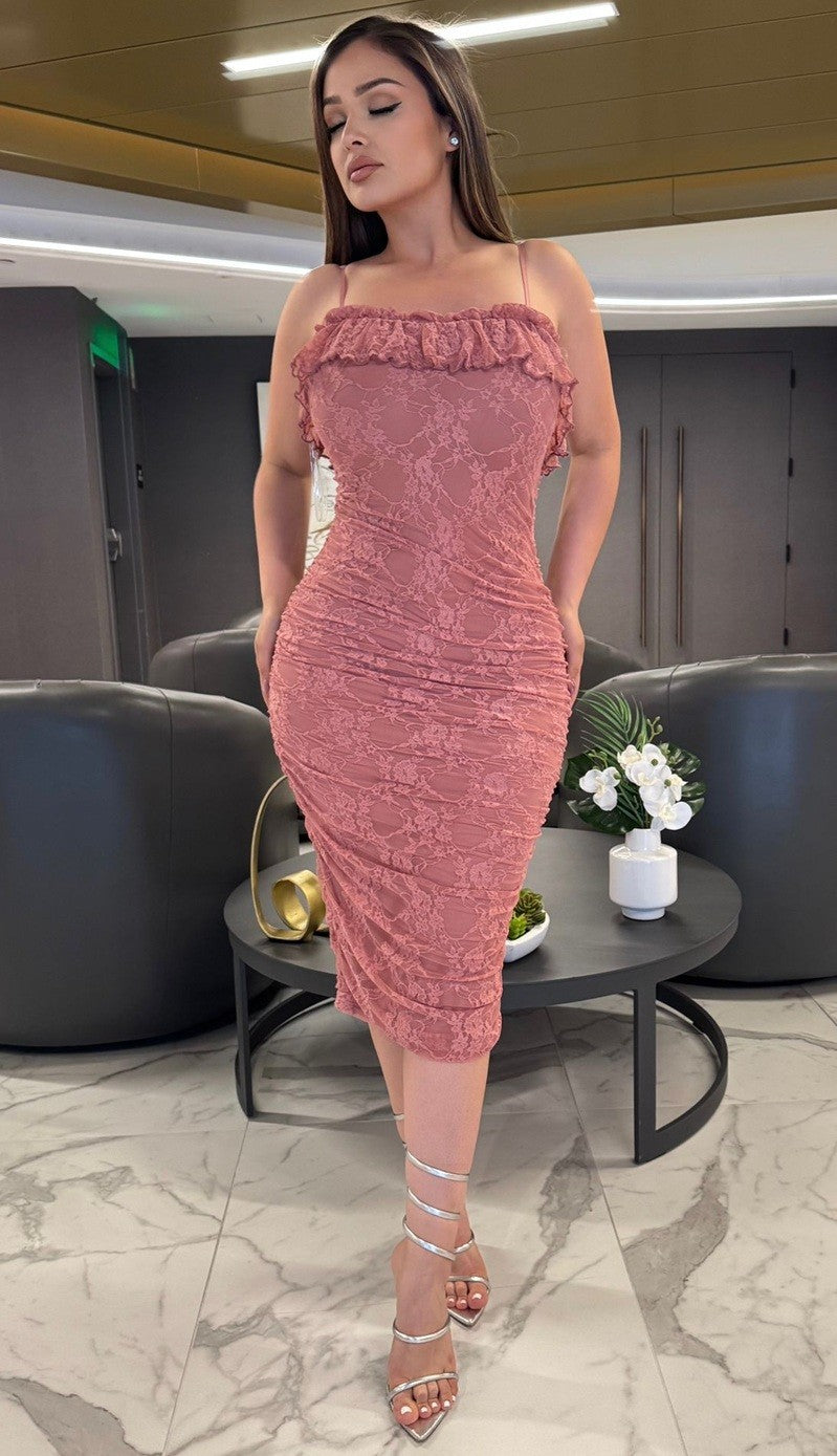 Jessie Lace Midi Dress with Straps