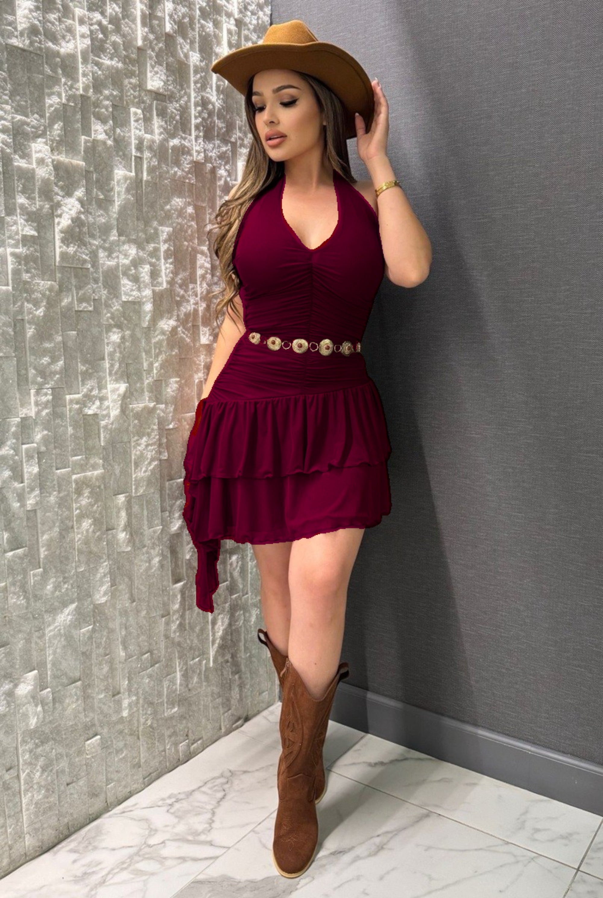 Adelina Halter Neck Mini Dress