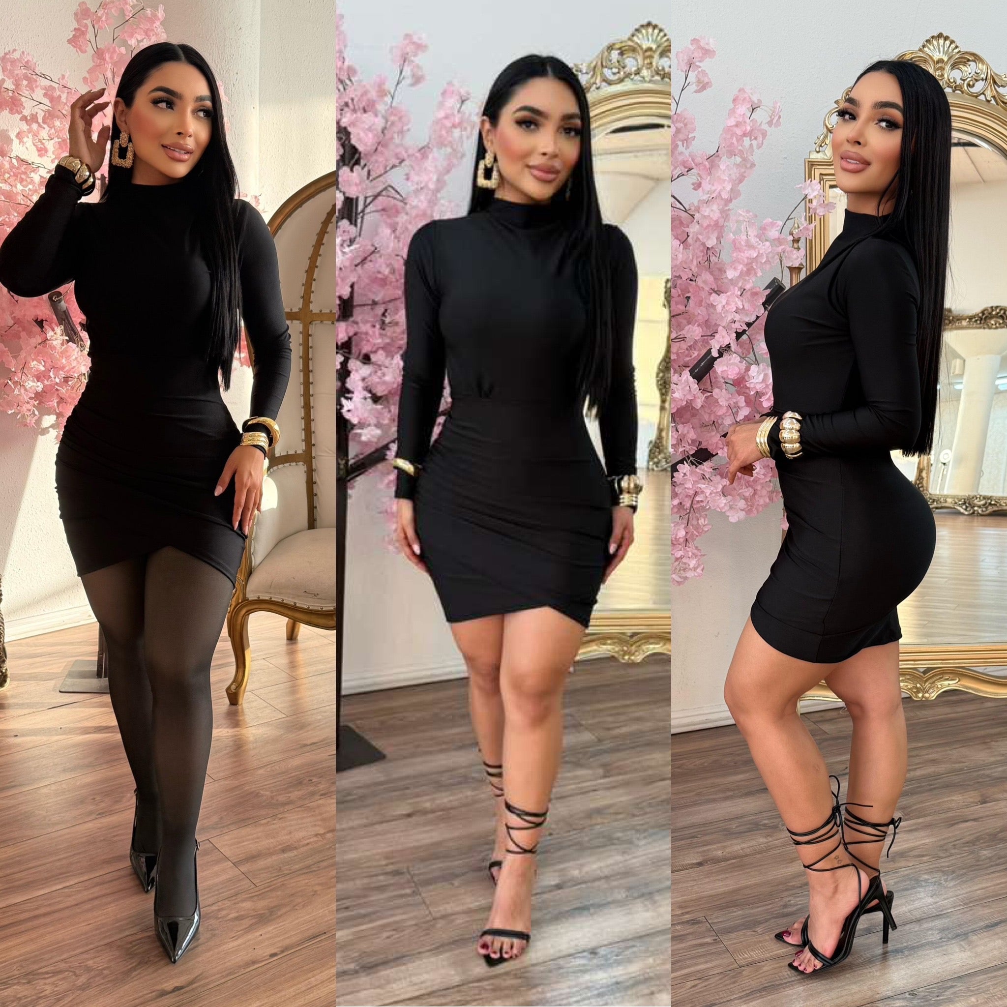 Jayden Mid Length High Neck Stretchy Dress