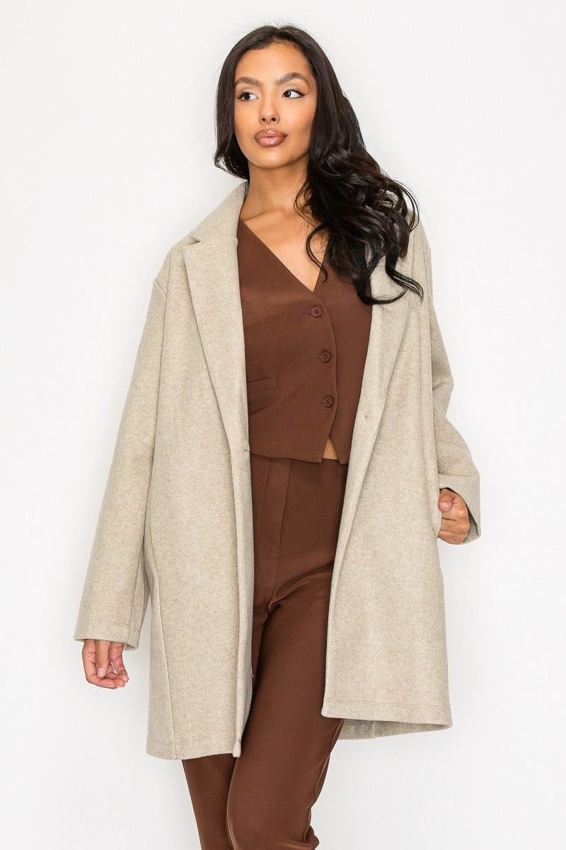 Daisy One-button Solid Notch Coat