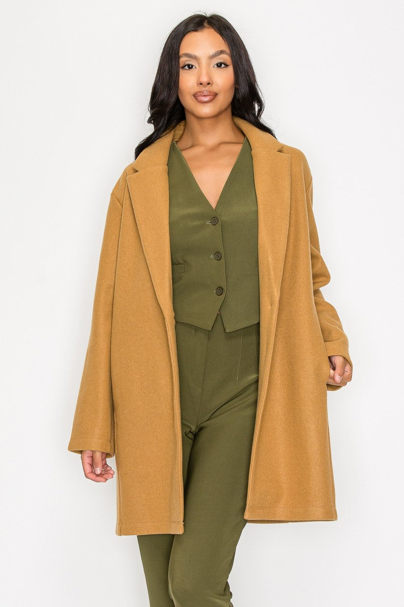 Daisy One-button Solid Notch Coat