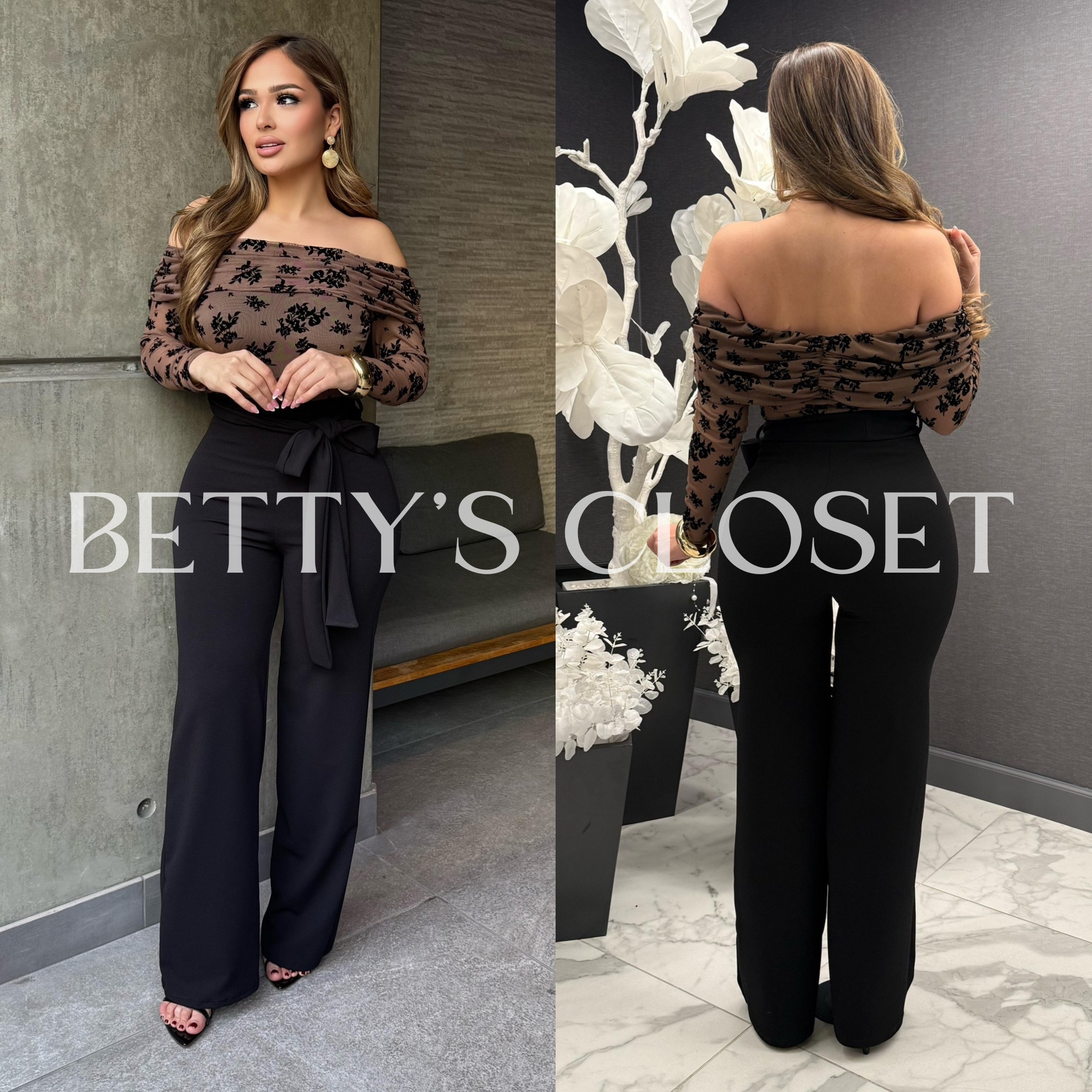 Danielle Off Shoulder Long Sleeve Lace Jumpsuit