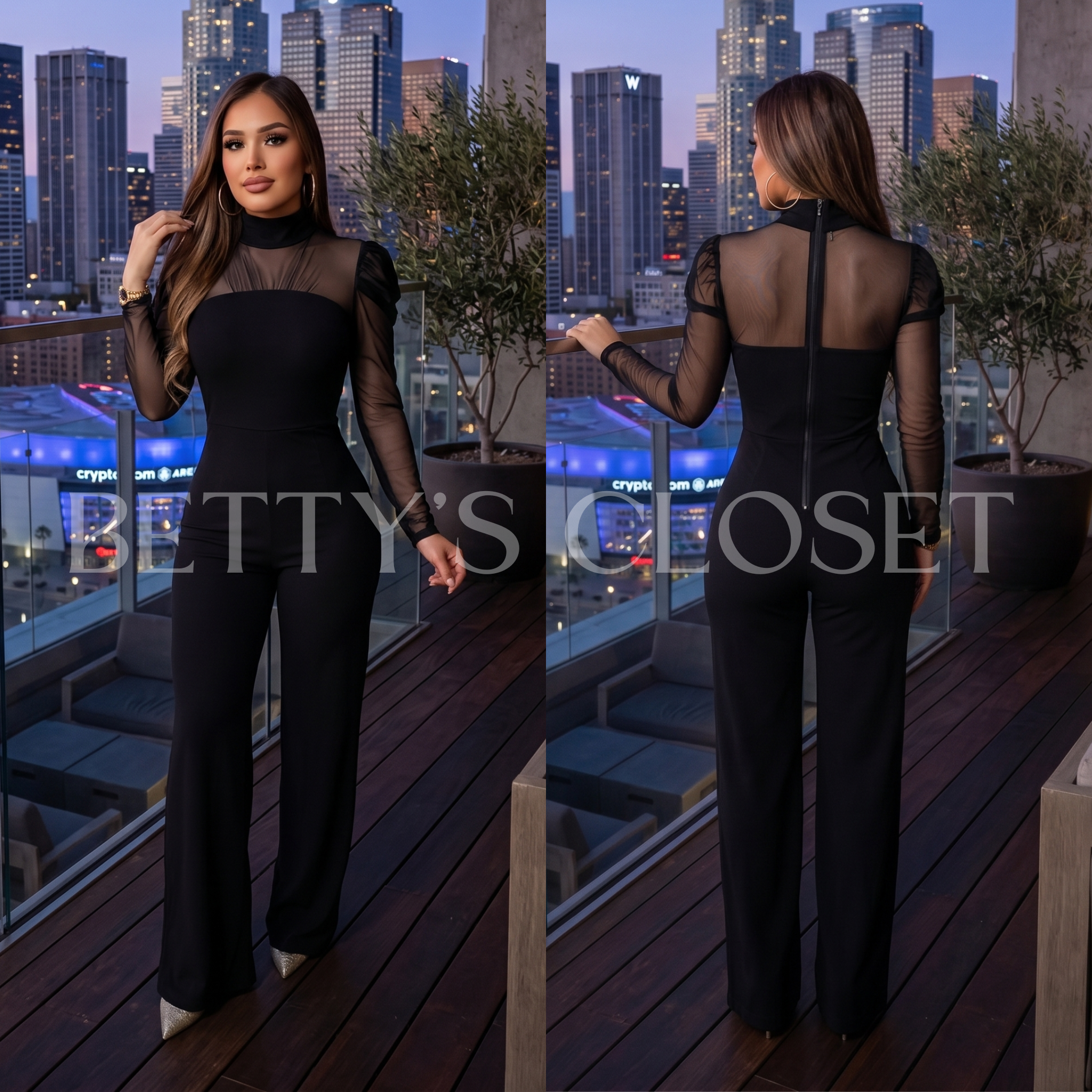 Lucy High Neck Mesh Jumpsuit