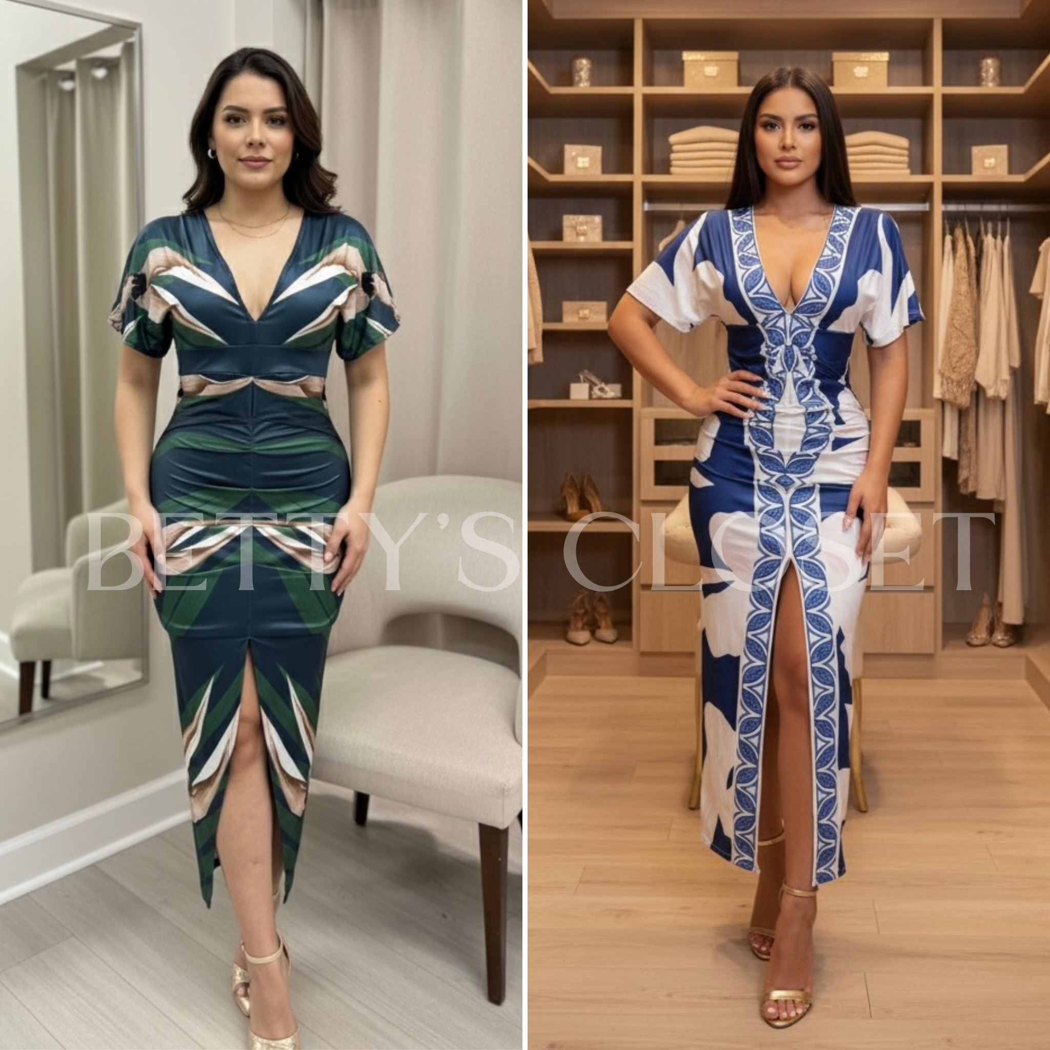 Sophia Midi Ruched Patterned Dress