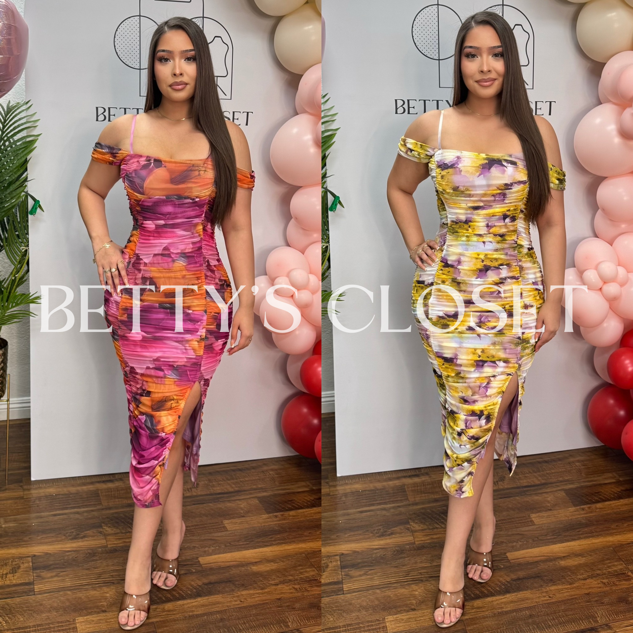 Anahi Floral Mesh Midi Dress