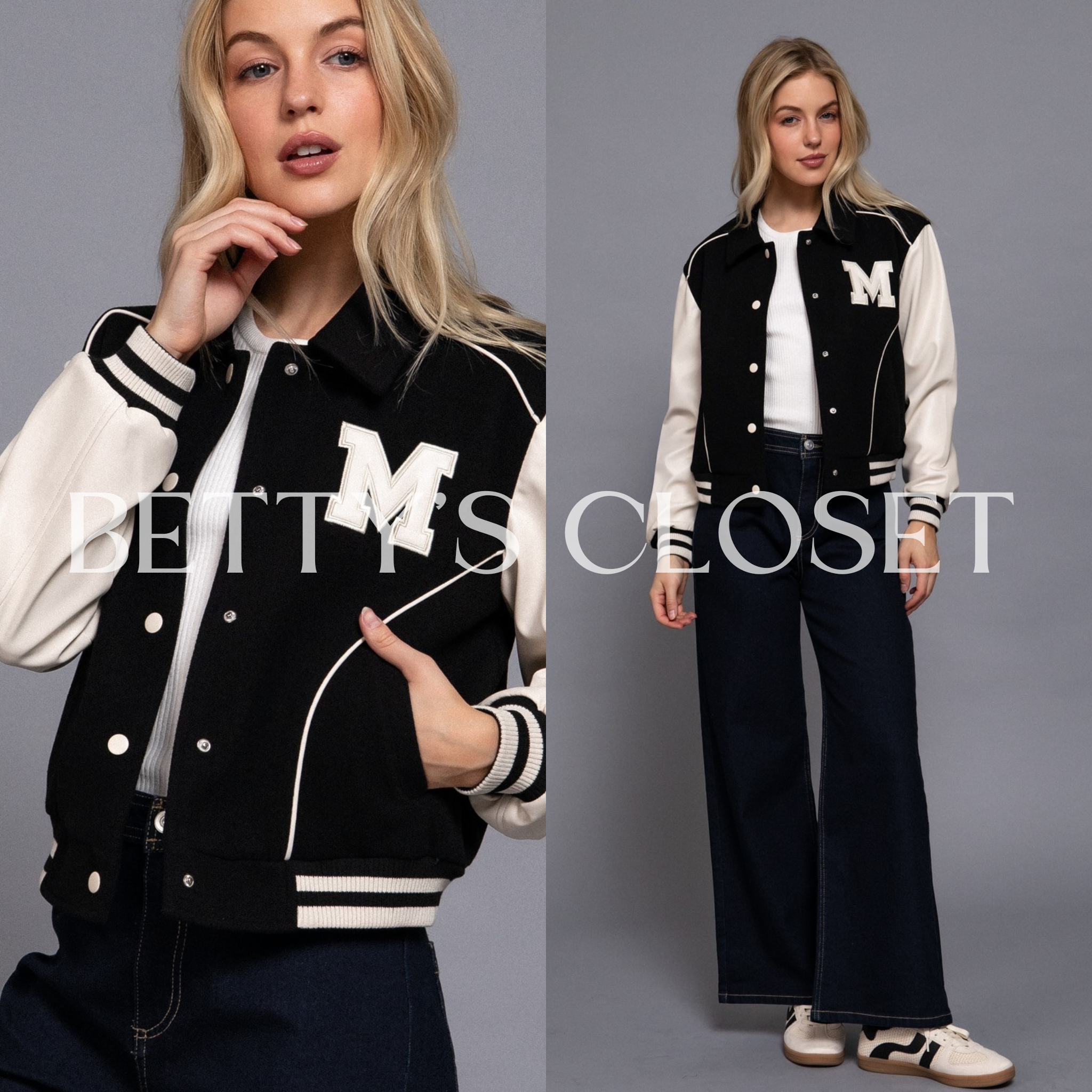 Vanessa Collar Piping Varsity Jacket